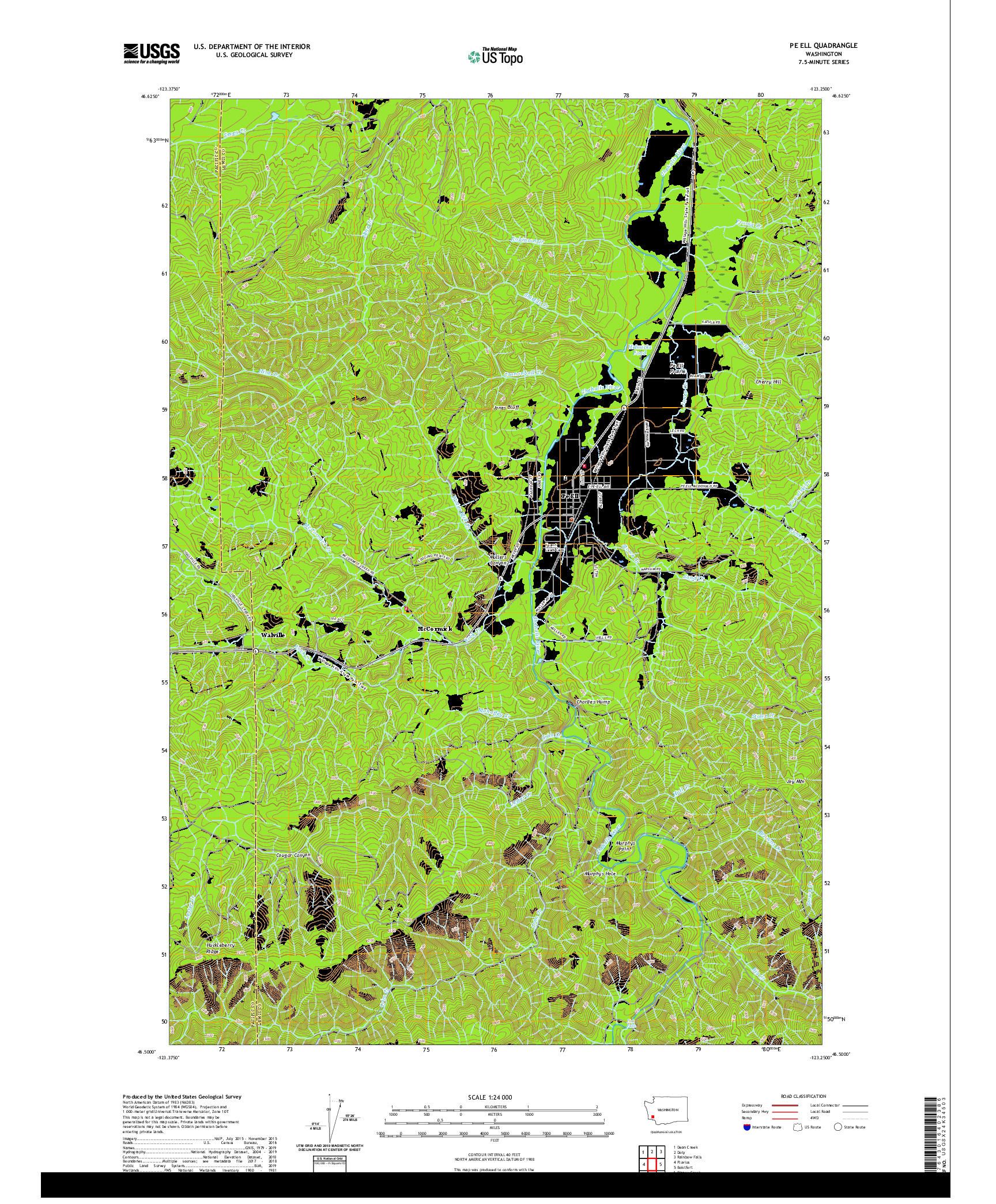 USGS US TOPO 7.5-MINUTE MAP FOR PE ELL, WA 2020