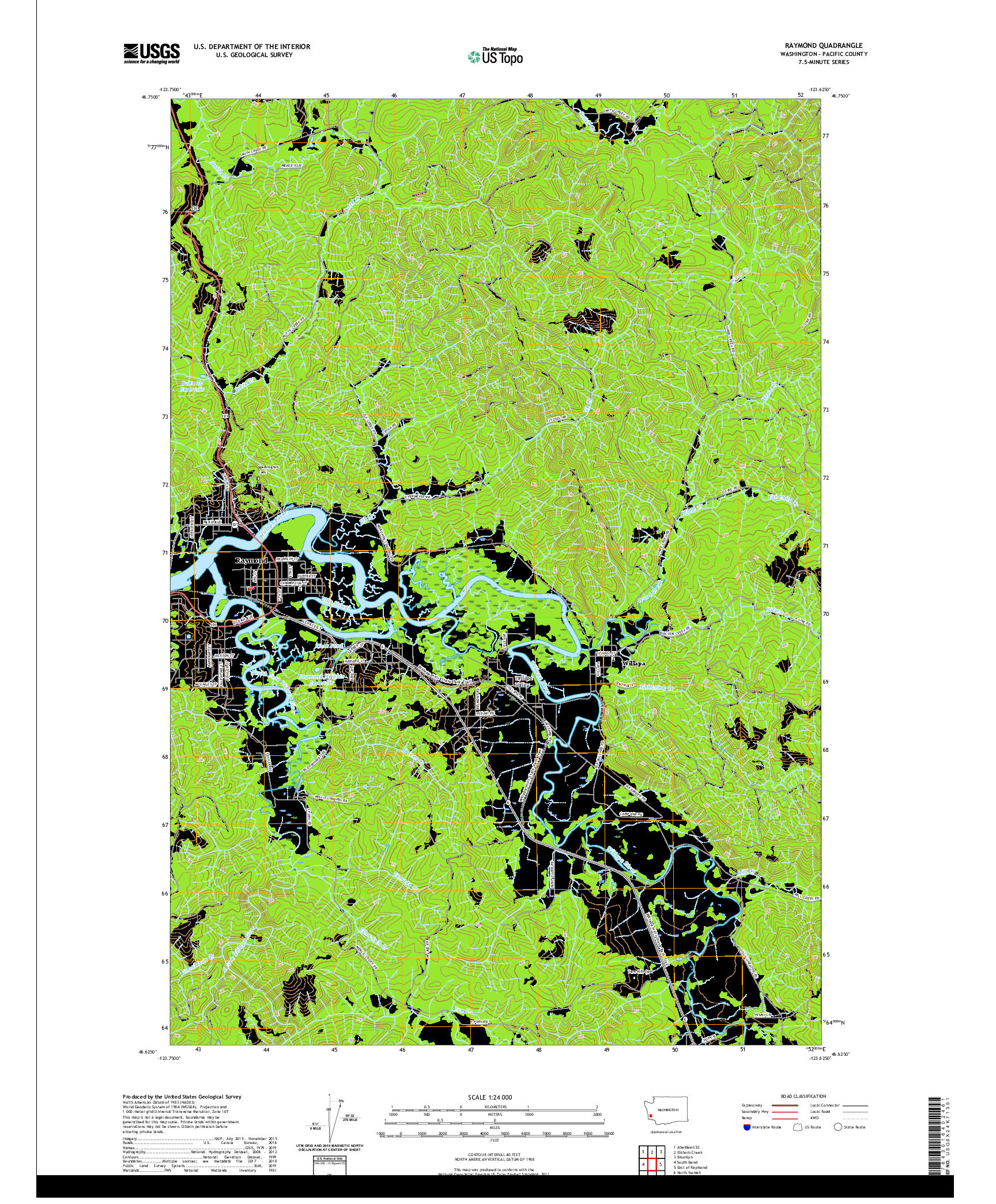 USGS US TOPO 7.5-MINUTE MAP FOR RAYMOND, WA 2020