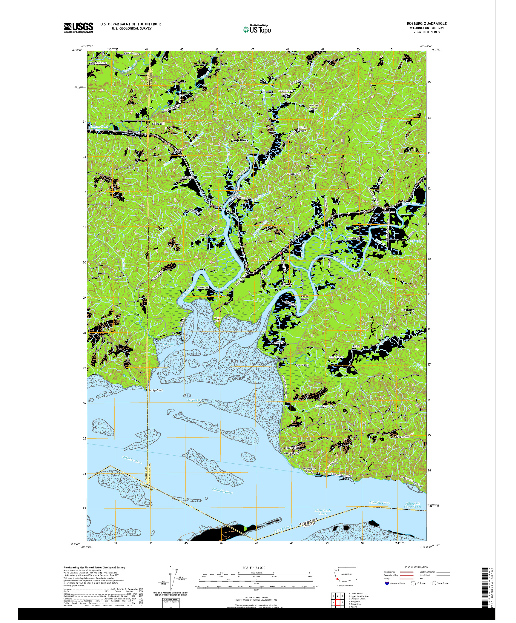 USGS US TOPO 7.5-MINUTE MAP FOR ROSBURG, WA,OR 2020