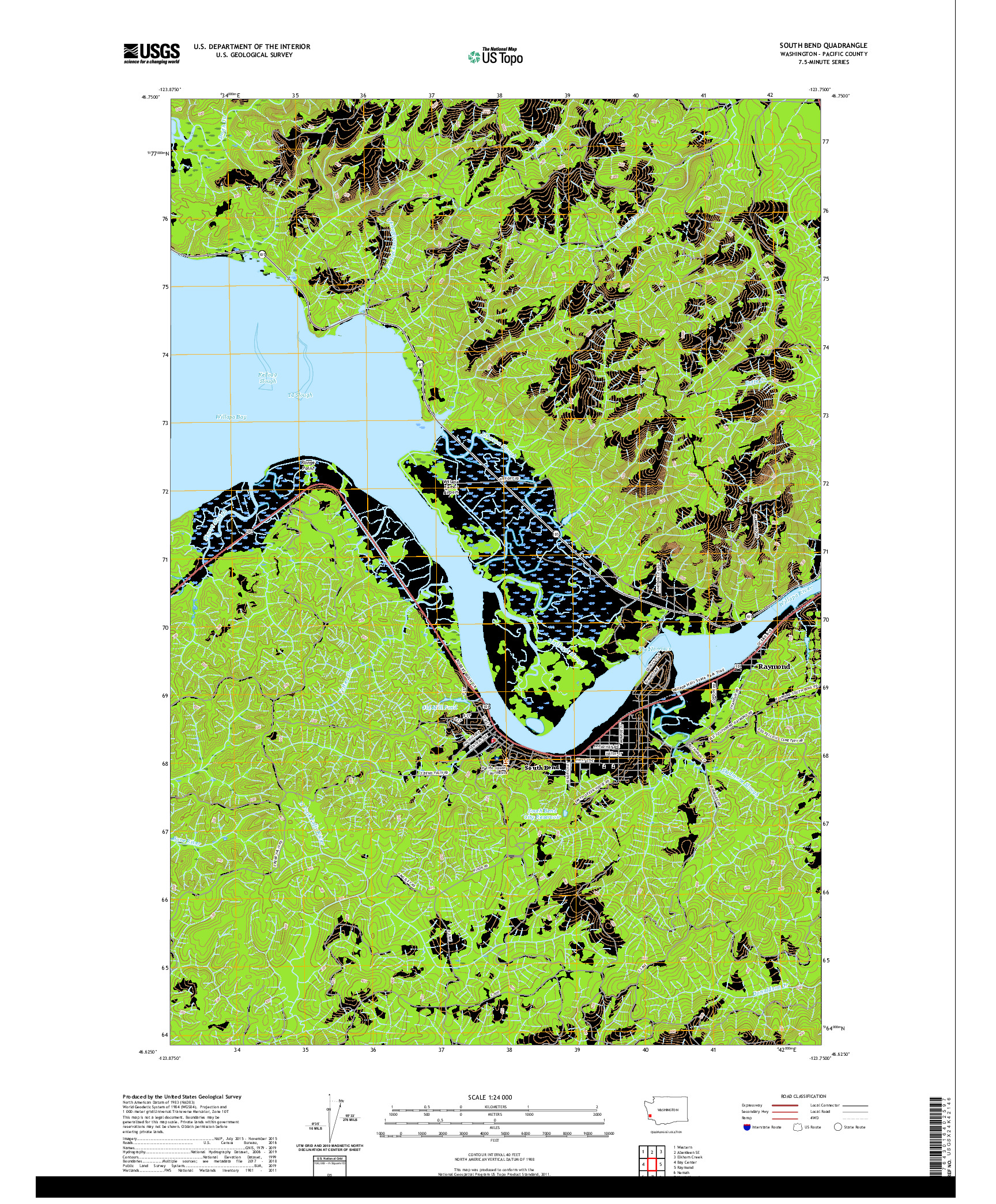 USGS US TOPO 7.5-MINUTE MAP FOR SOUTH BEND, WA 2020