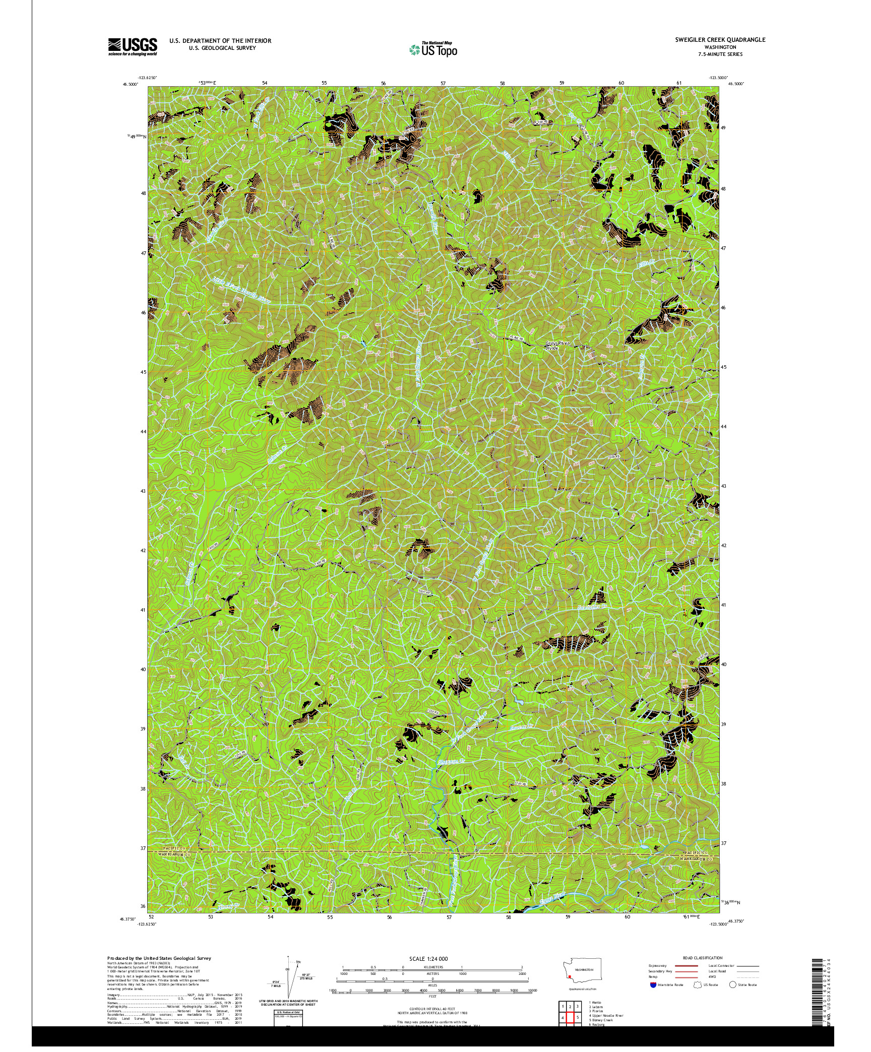 USGS US TOPO 7.5-MINUTE MAP FOR SWEIGILER CREEK, WA 2020