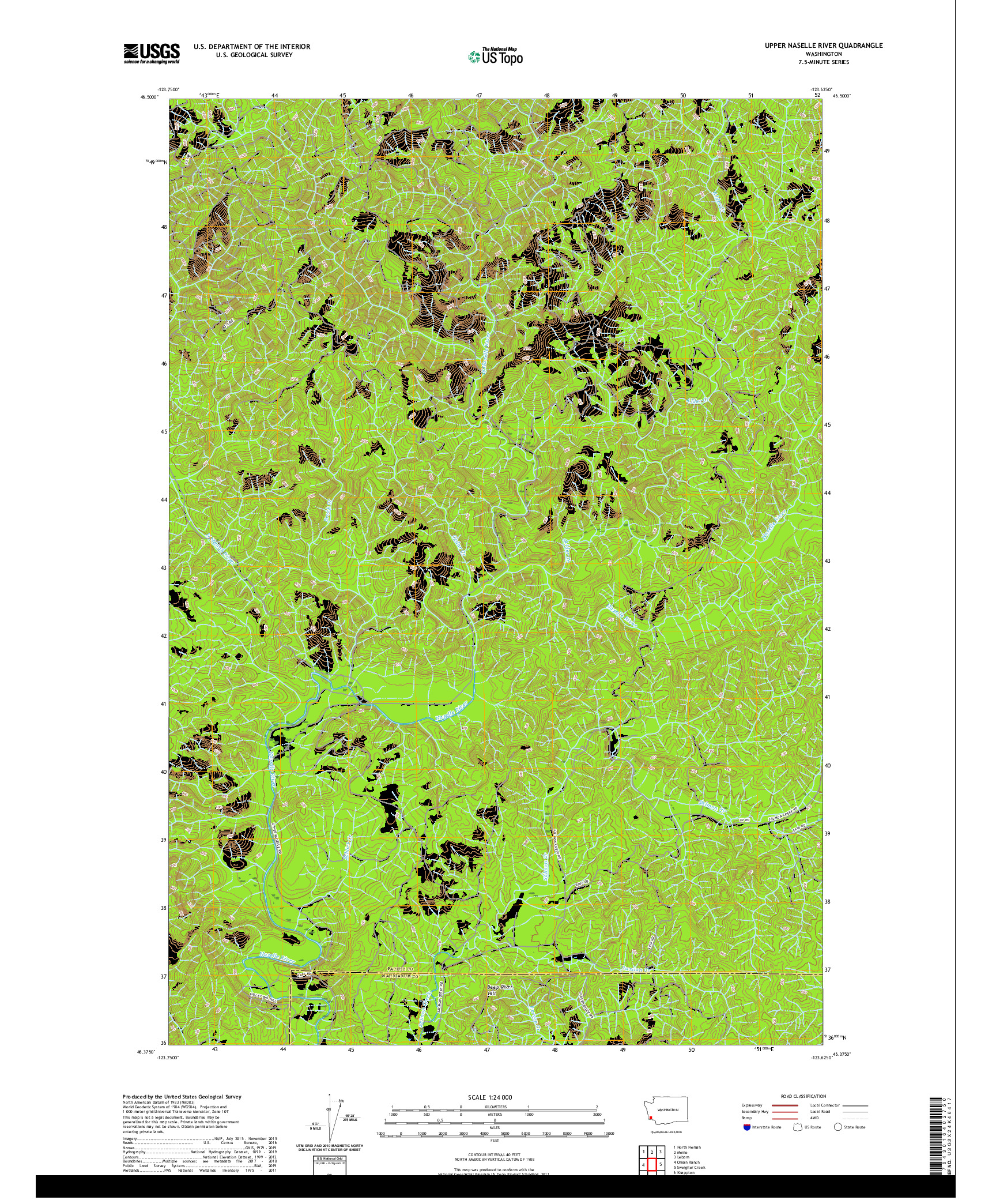 USGS US TOPO 7.5-MINUTE MAP FOR UPPER NASELLE RIVER, WA 2020