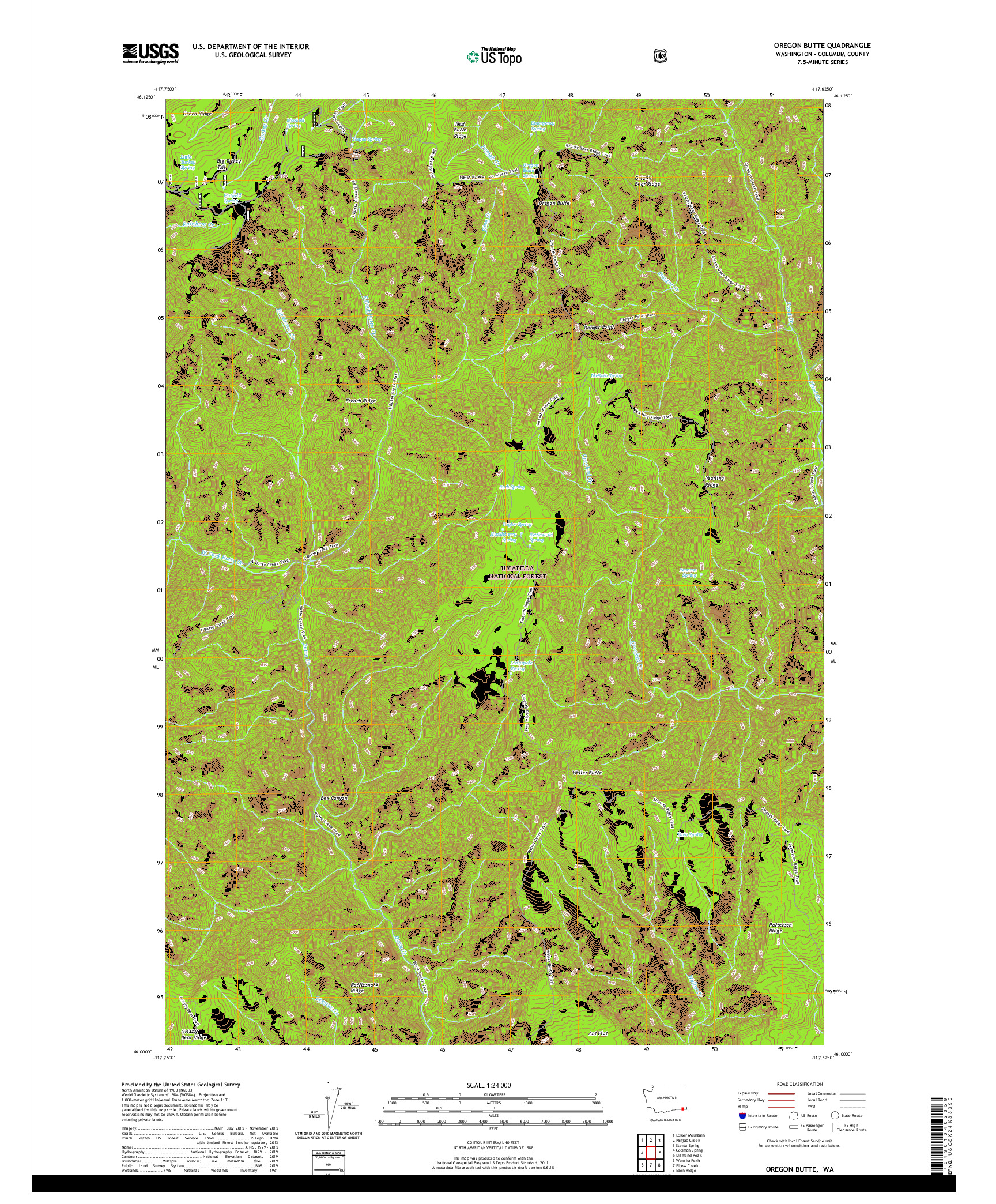 USGS US TOPO 7.5-MINUTE MAP FOR OREGON BUTTE, WA 2020