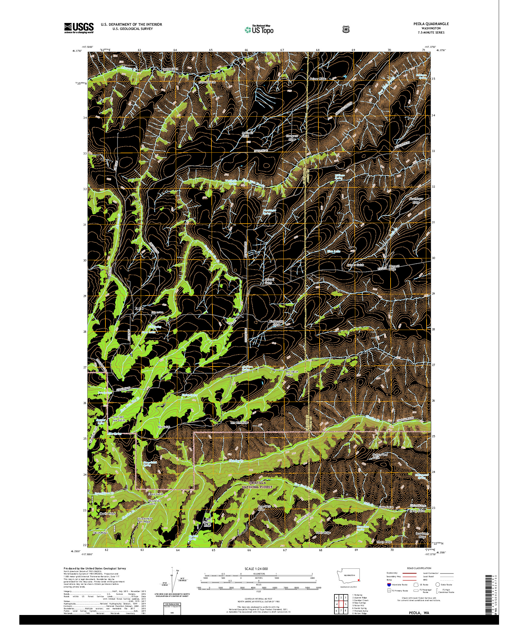 USGS US TOPO 7.5-MINUTE MAP FOR PEOLA, WA 2020