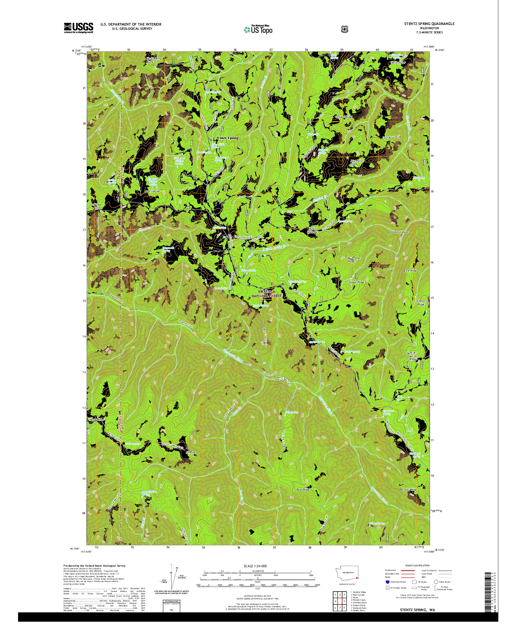 USGS US TOPO 7.5-MINUTE MAP FOR STENTZ SPRING, WA 2020