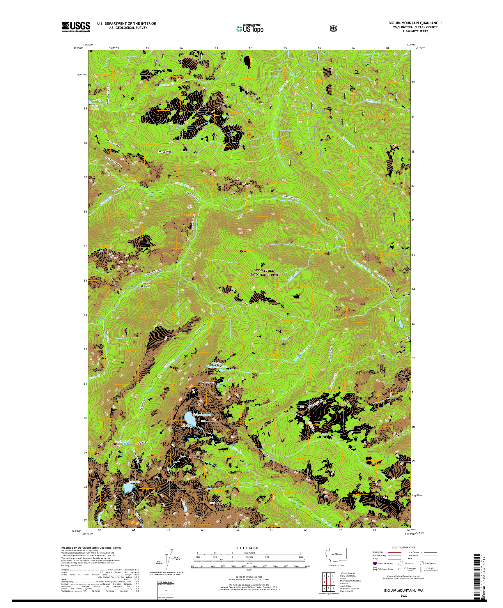USGS US TOPO 7.5-MINUTE MAP FOR BIG JIM MOUNTAIN, WA 2020