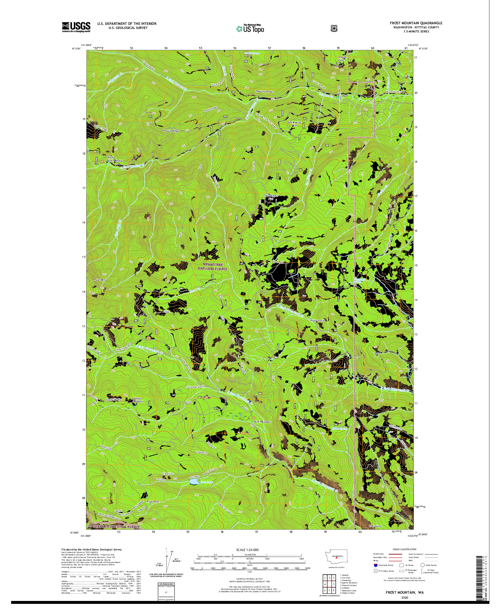 USGS US TOPO 7.5-MINUTE MAP FOR FROST MOUNTAIN, WA 2020