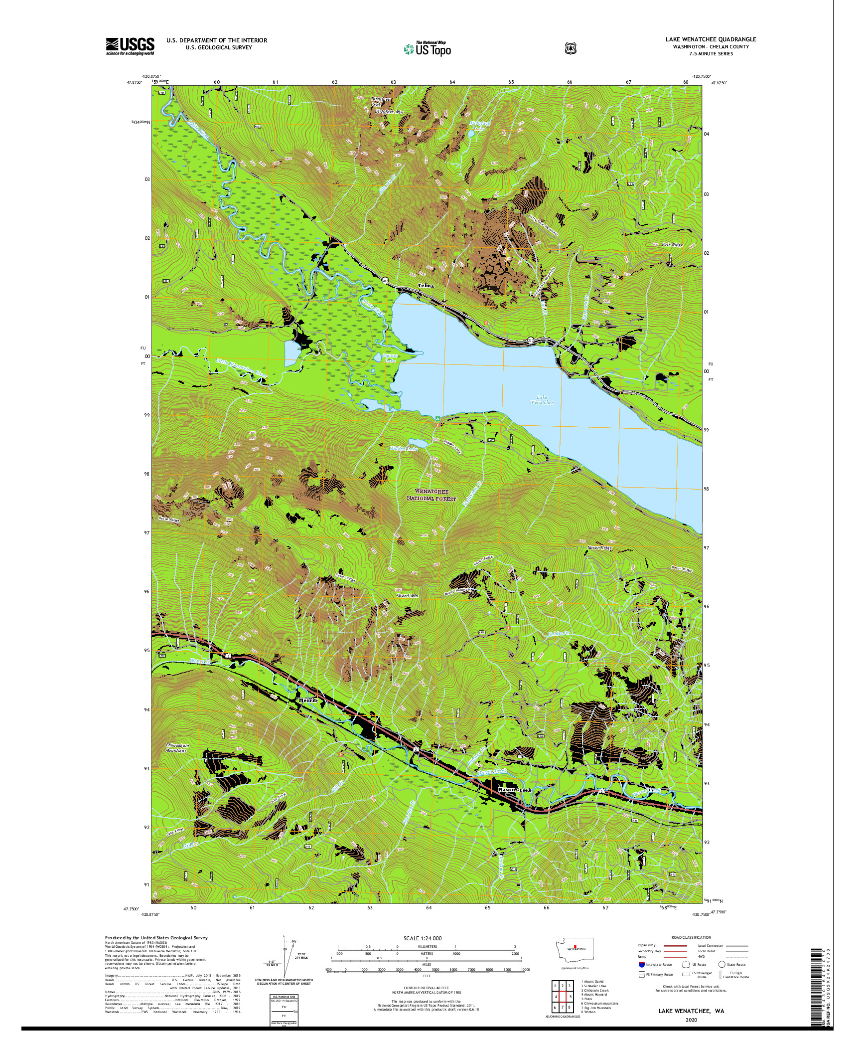 USGS US TOPO 7.5-MINUTE MAP FOR LAKE WENATCHEE, WA 2020