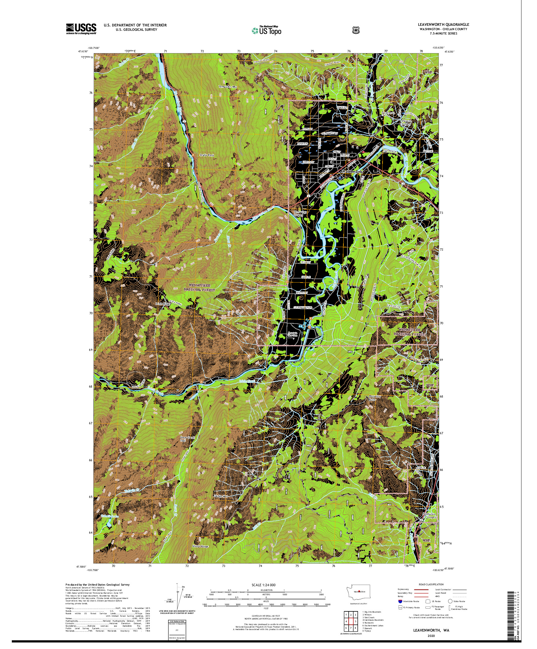 USGS US TOPO 7.5-MINUTE MAP FOR LEAVENWORTH, WA 2020