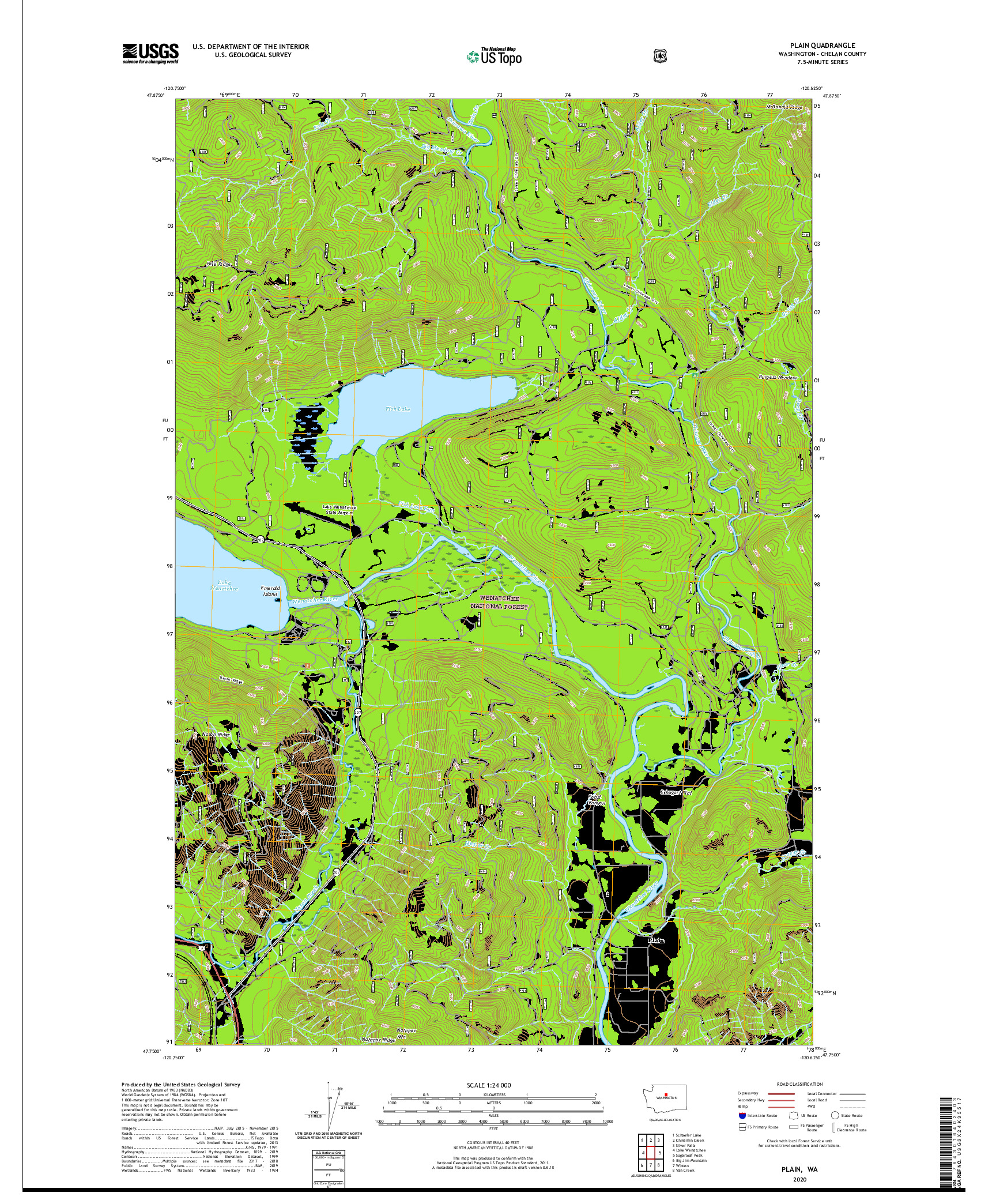 USGS US TOPO 7.5-MINUTE MAP FOR PLAIN, WA 2020