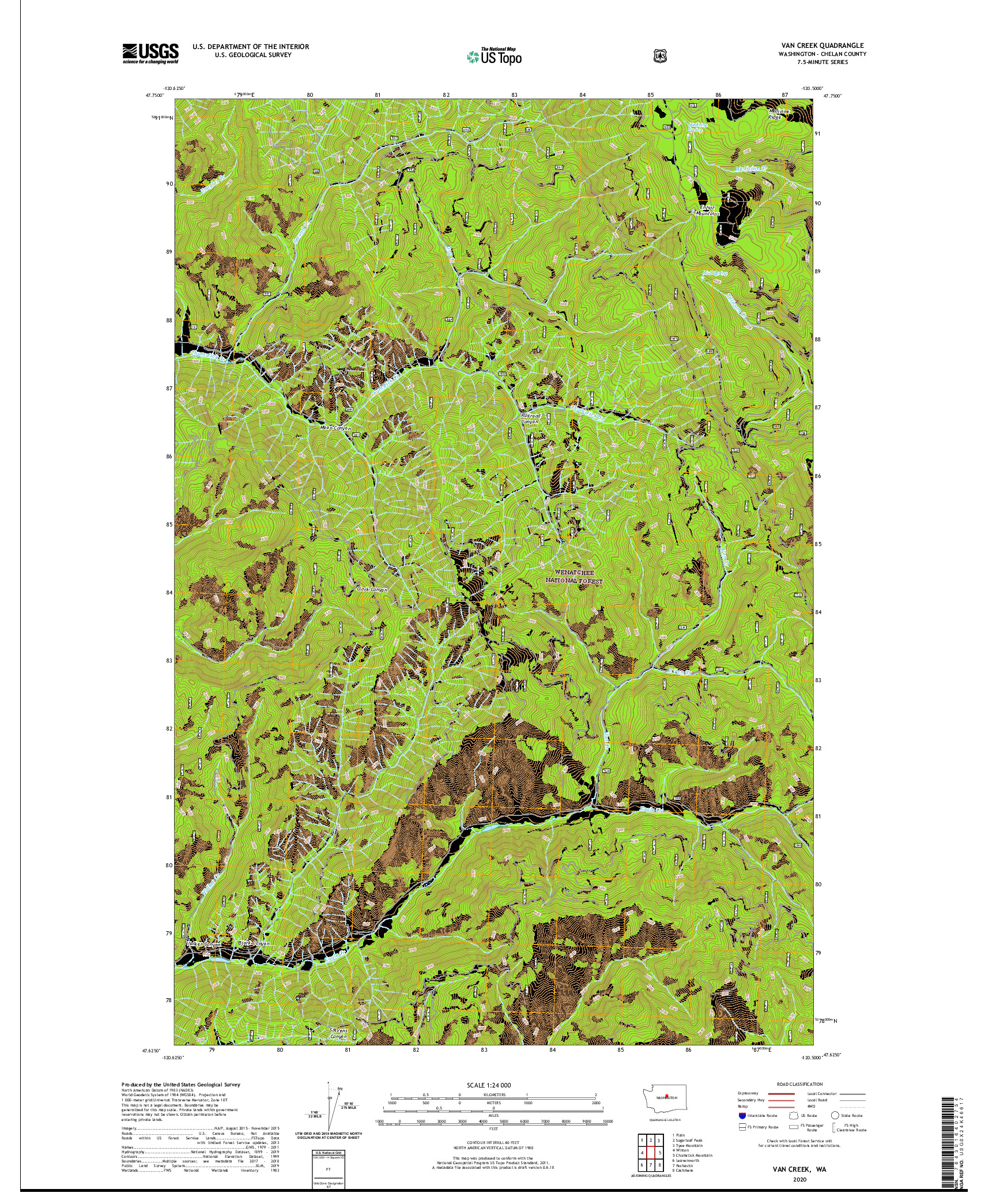 USGS US TOPO 7.5-MINUTE MAP FOR VAN CREEK, WA 2020