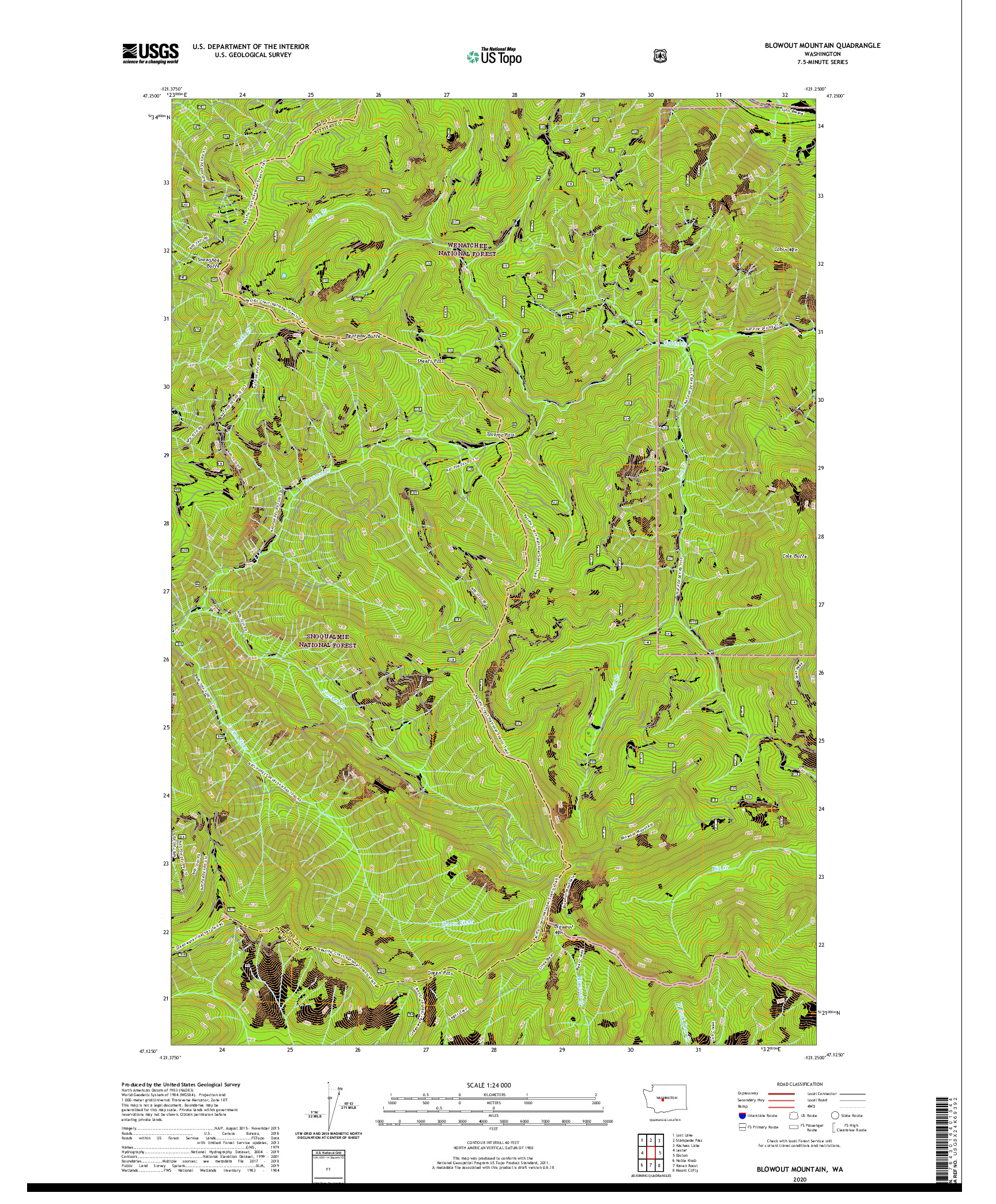 USGS US TOPO 7.5-MINUTE MAP FOR BLOWOUT MOUNTAIN, WA 2020
