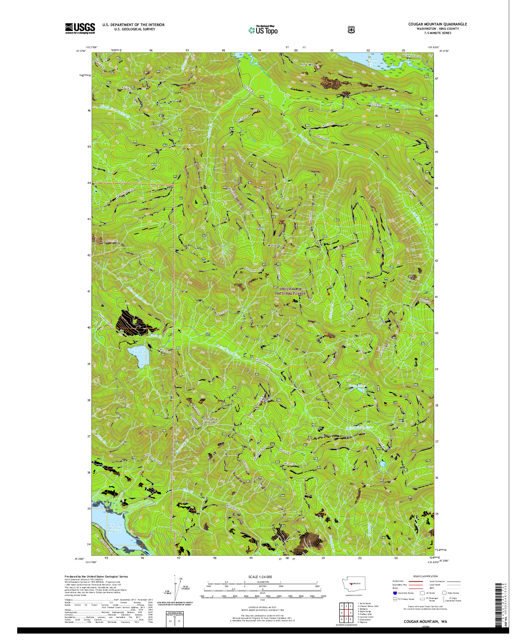 USGS US TOPO 7.5-MINUTE MAP FOR COUGAR MOUNTAIN, WA 2020