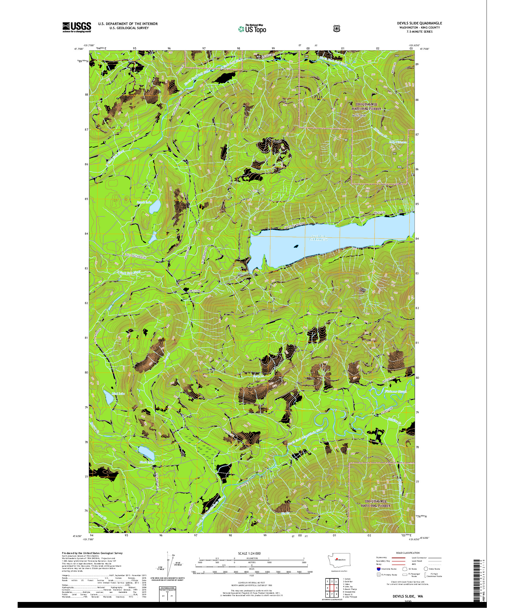 USGS US TOPO 7.5-MINUTE MAP FOR DEVILS SLIDE, WA 2020