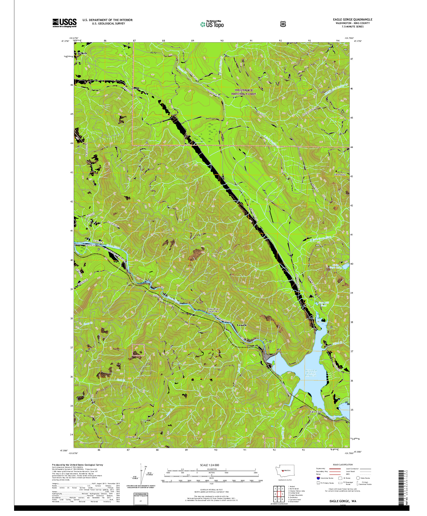 USGS US TOPO 7.5-MINUTE MAP FOR EAGLE GORGE, WA 2020