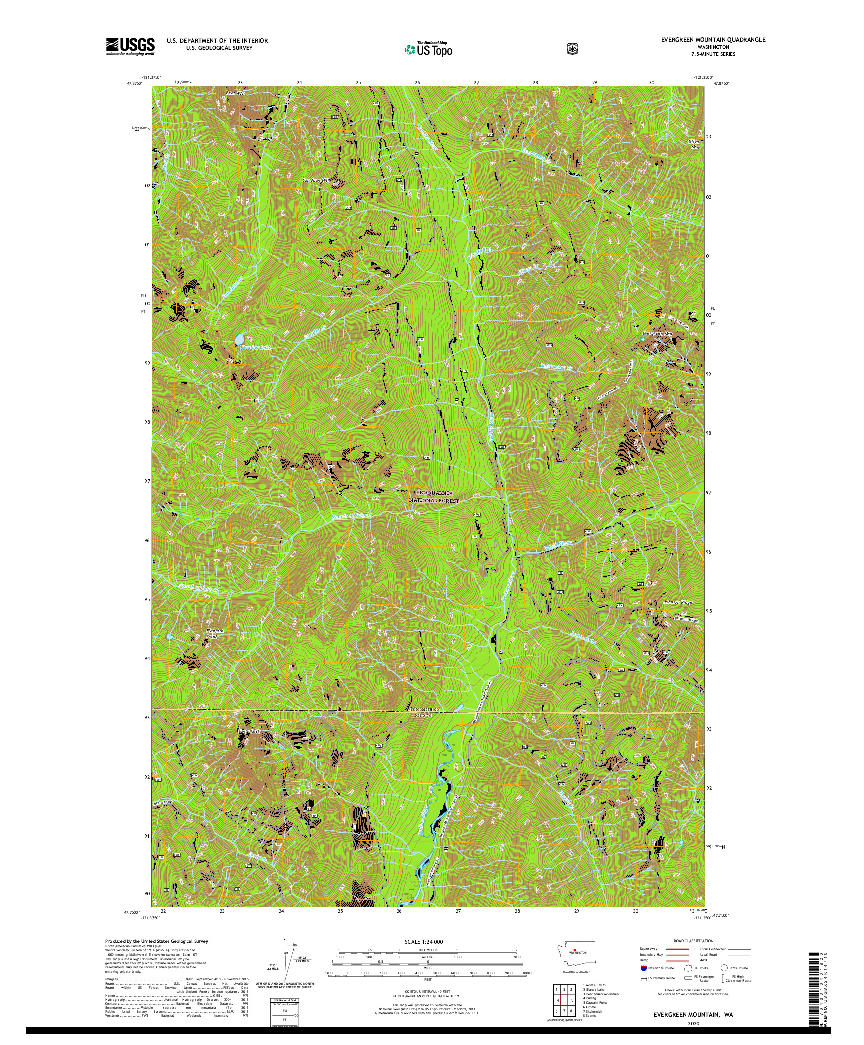 USGS US TOPO 7.5-MINUTE MAP FOR EVERGREEN MOUNTAIN, WA 2020