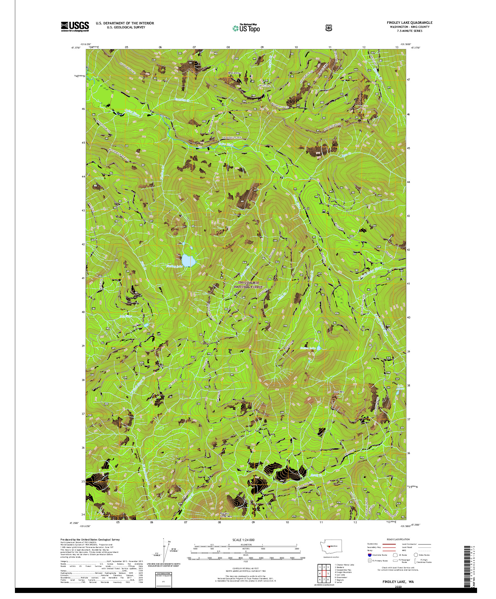 USGS US TOPO 7.5-MINUTE MAP FOR FINDLEY LAKE, WA 2020