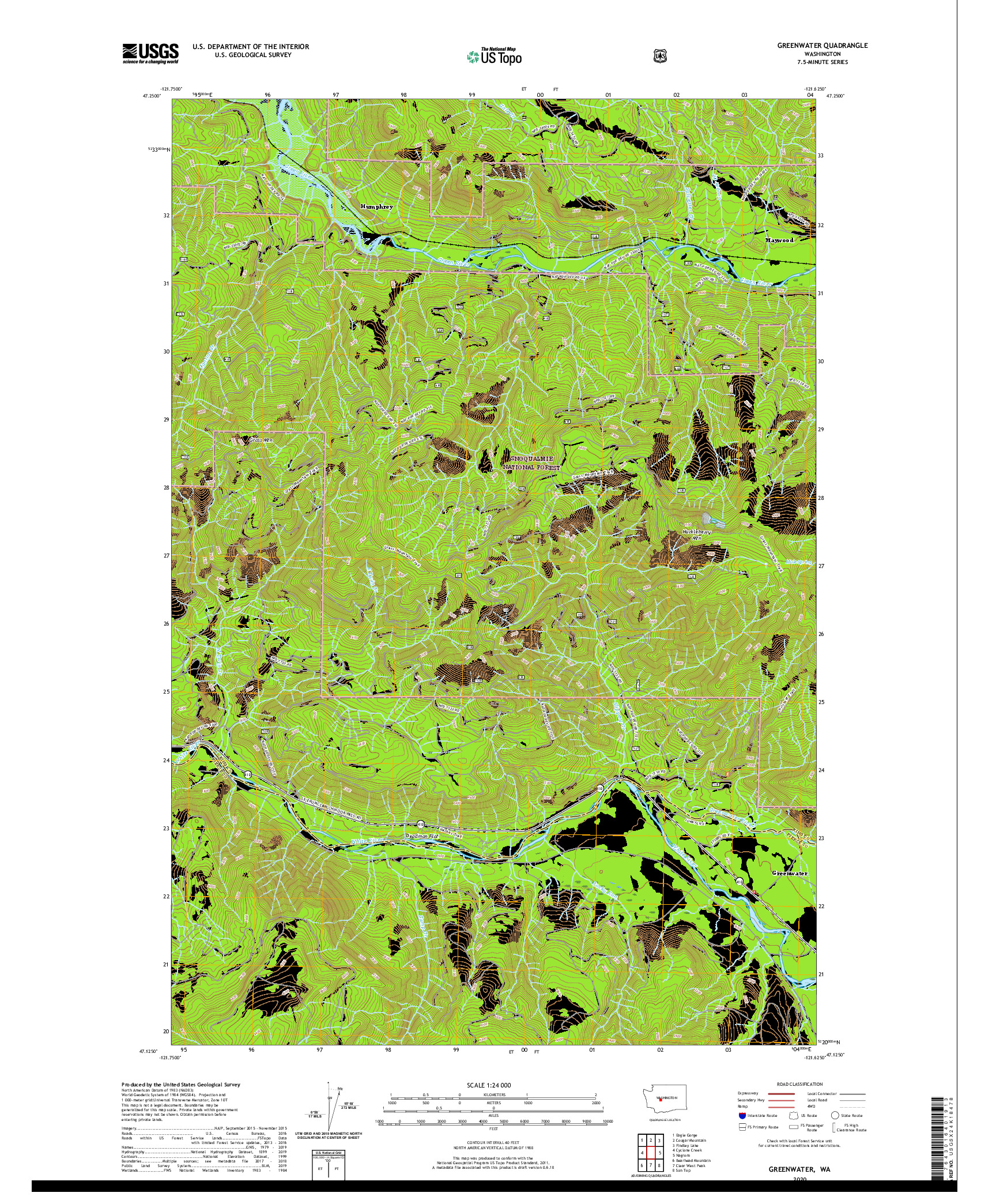 USGS US TOPO 7.5-MINUTE MAP FOR GREENWATER, WA 2020