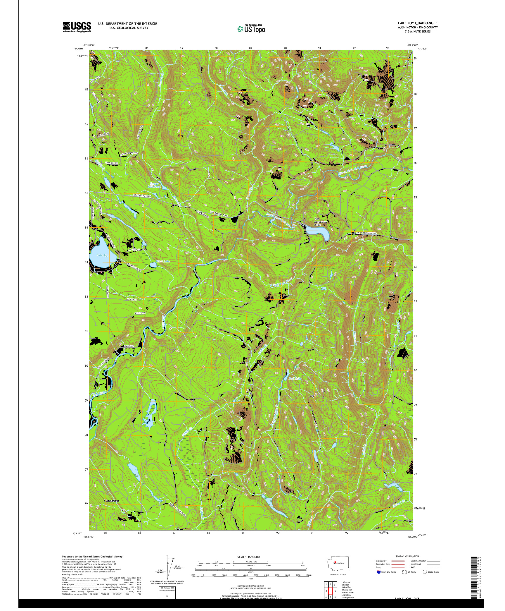 USGS US TOPO 7.5-MINUTE MAP FOR LAKE JOY, WA 2020