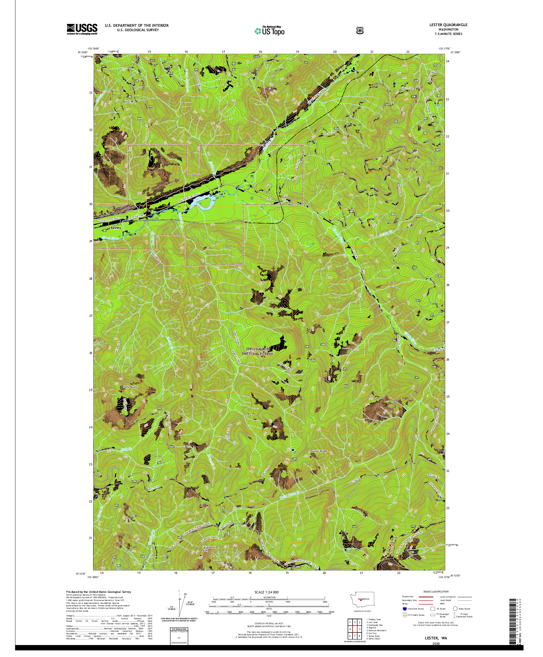 USGS US TOPO 7.5-MINUTE MAP FOR LESTER, WA 2020