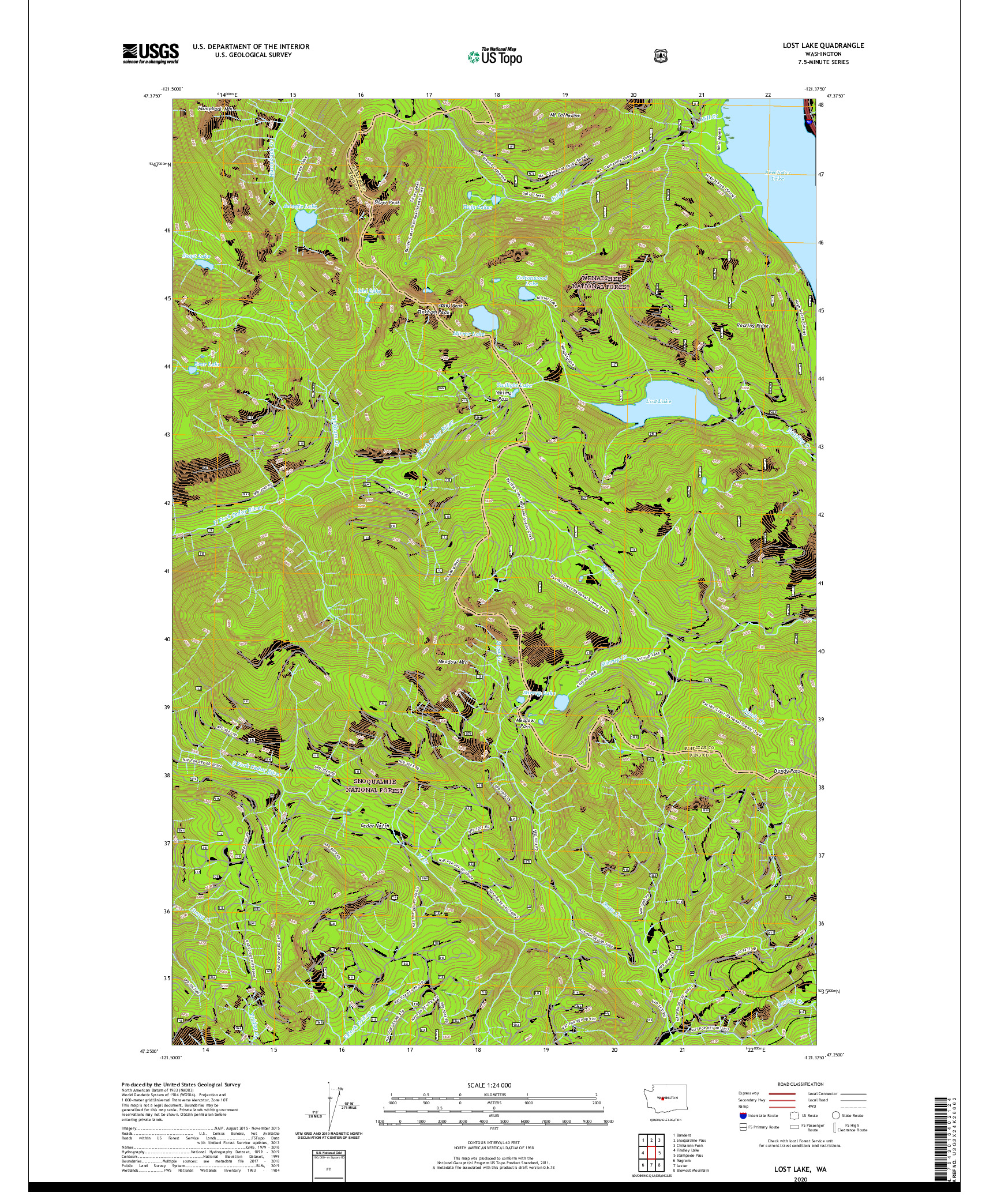 USGS US TOPO 7.5-MINUTE MAP FOR LOST LAKE, WA 2020