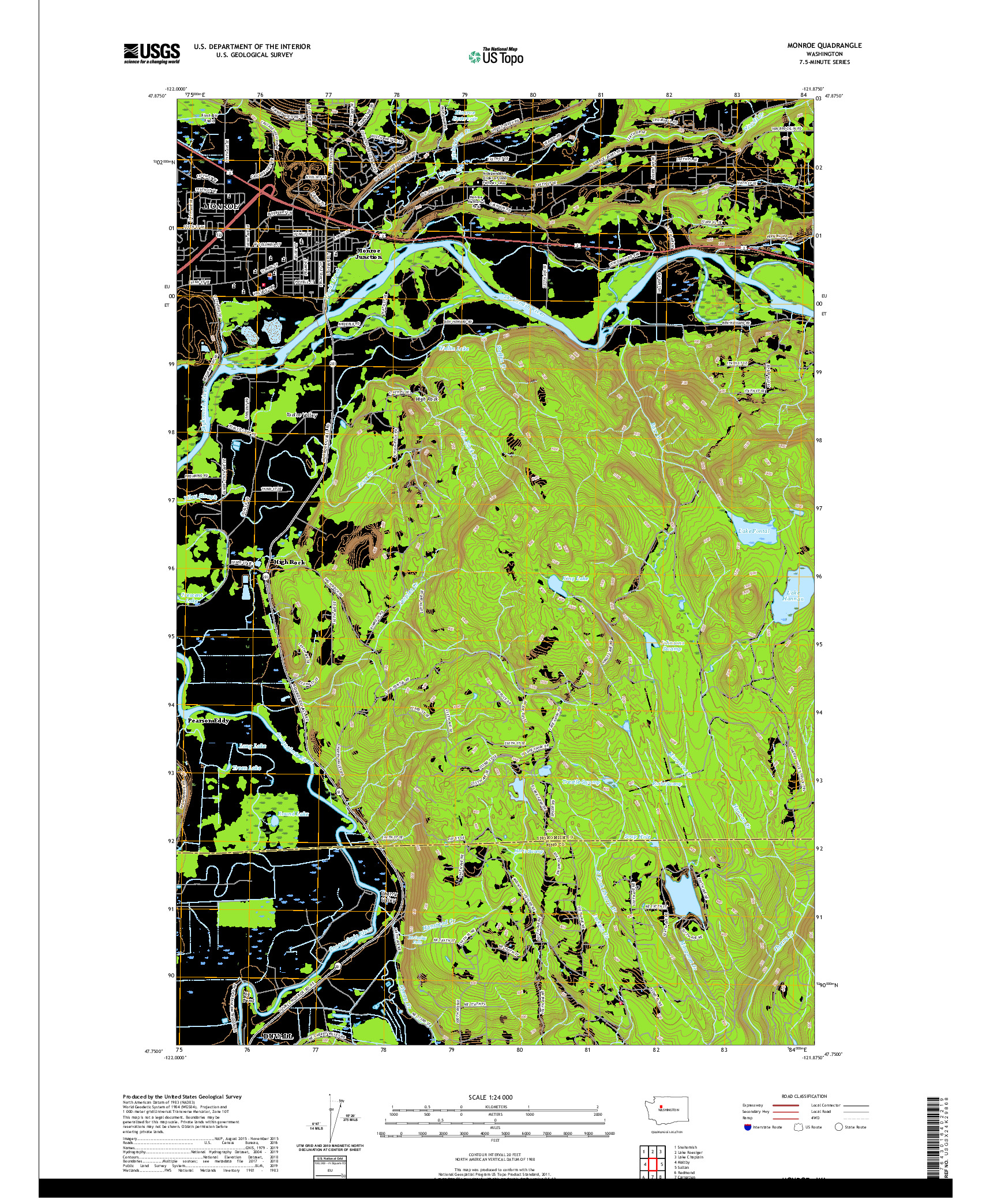 USGS US TOPO 7.5-MINUTE MAP FOR MONROE, WA 2020