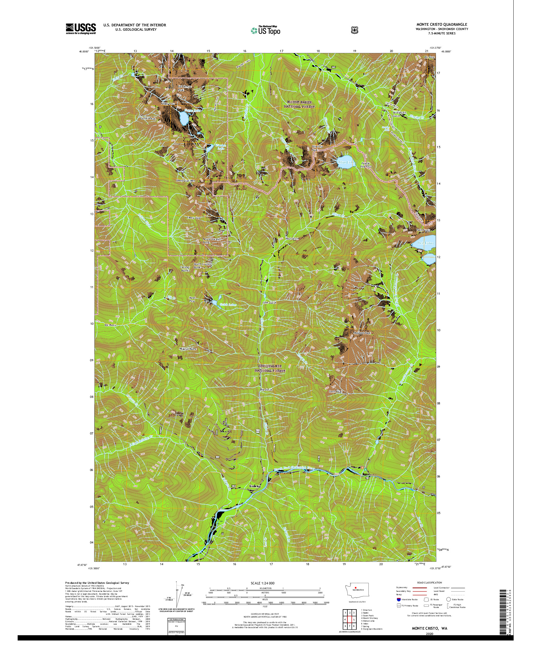 USGS US TOPO 7.5-MINUTE MAP FOR MONTE CRISTO, WA 2020