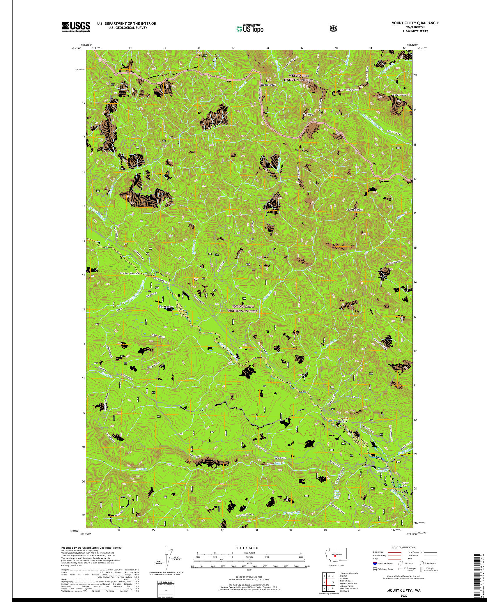 USGS US TOPO 7.5-MINUTE MAP FOR MOUNT CLIFTY, WA 2020