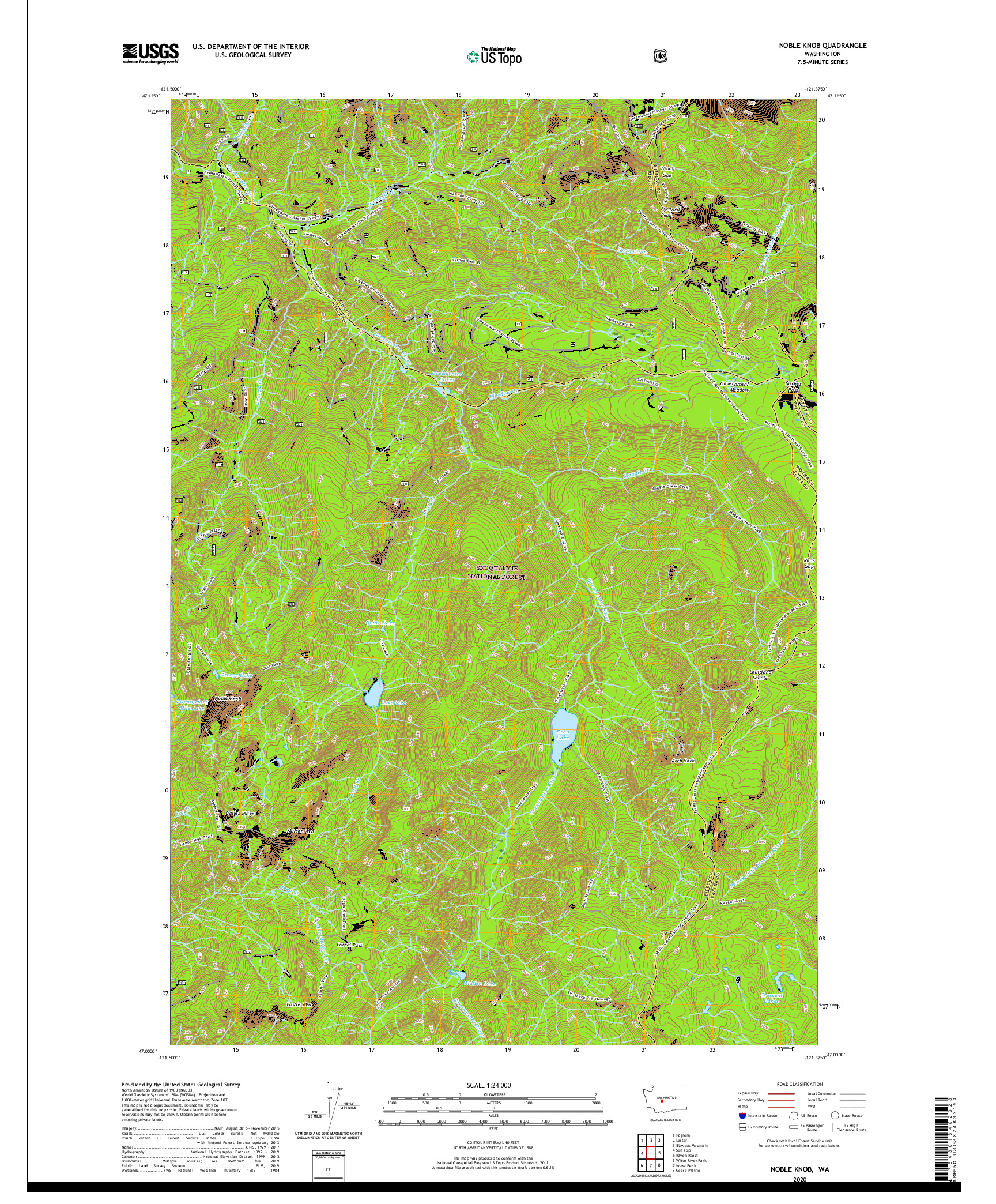 USGS US TOPO 7.5-MINUTE MAP FOR NOBLE KNOB, WA 2020