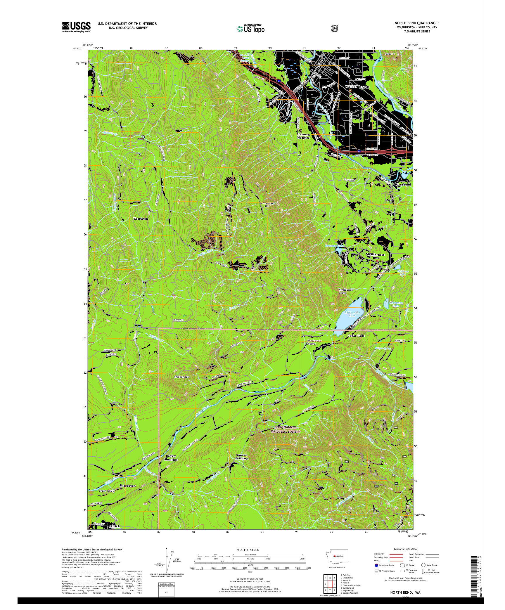 USGS US TOPO 7.5-MINUTE MAP FOR NORTH BEND, WA 2020
