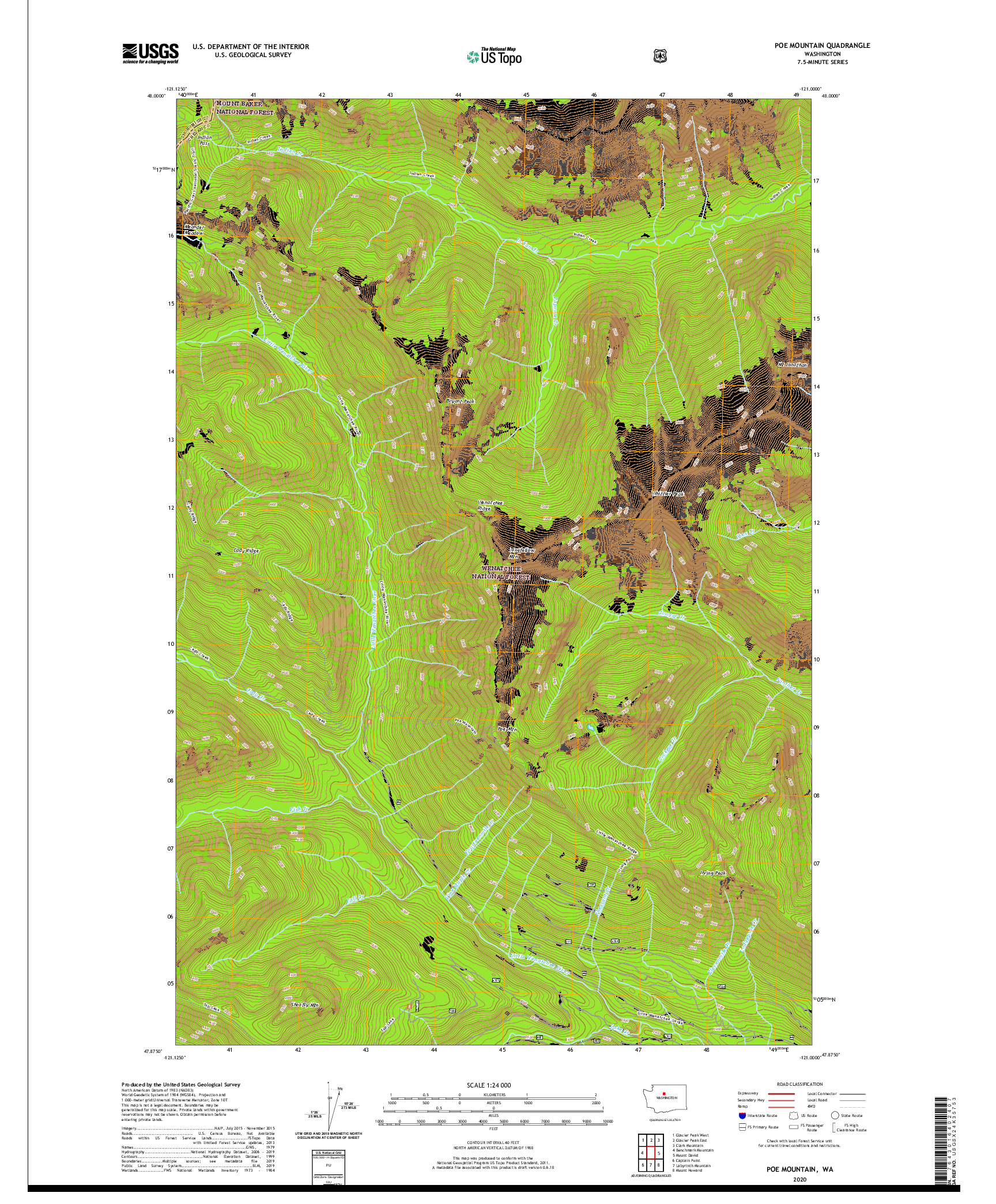 USGS US TOPO 7.5-MINUTE MAP FOR POE MOUNTAIN, WA 2020