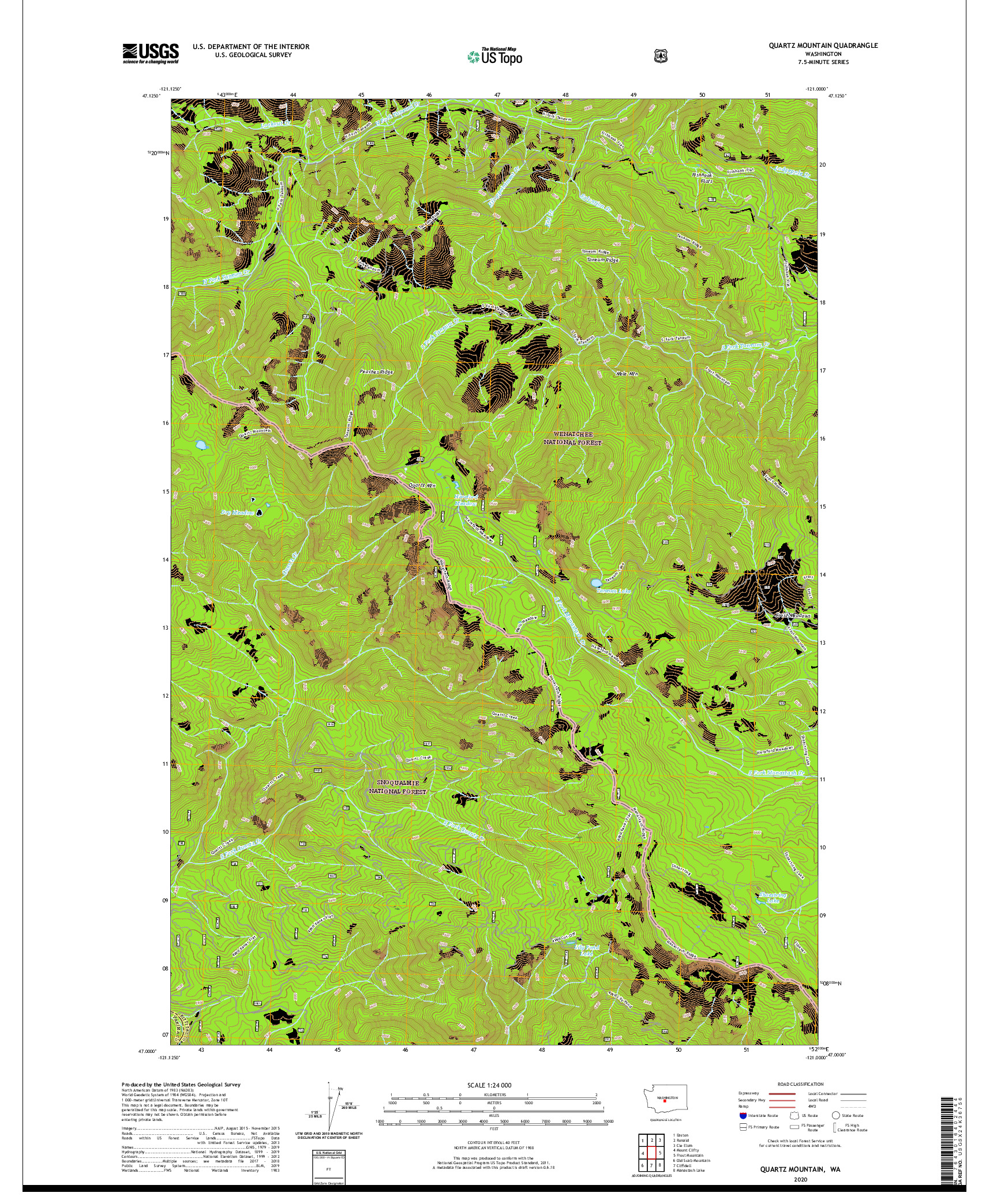 USGS US TOPO 7.5-MINUTE MAP FOR QUARTZ MOUNTAIN, WA 2020