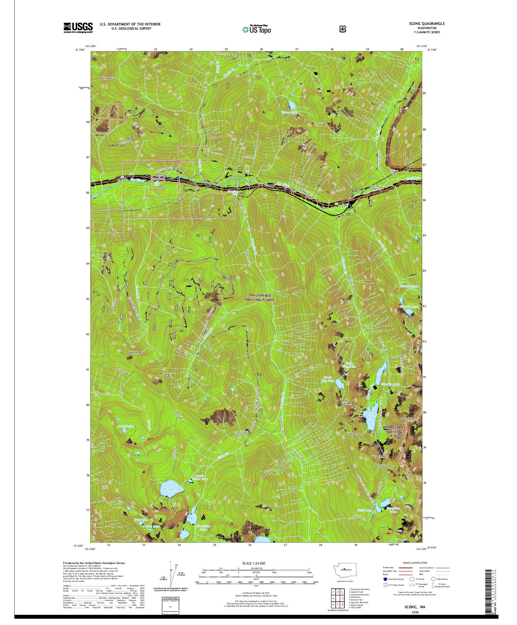 USGS US TOPO 7.5-MINUTE MAP FOR SCENIC, WA 2020