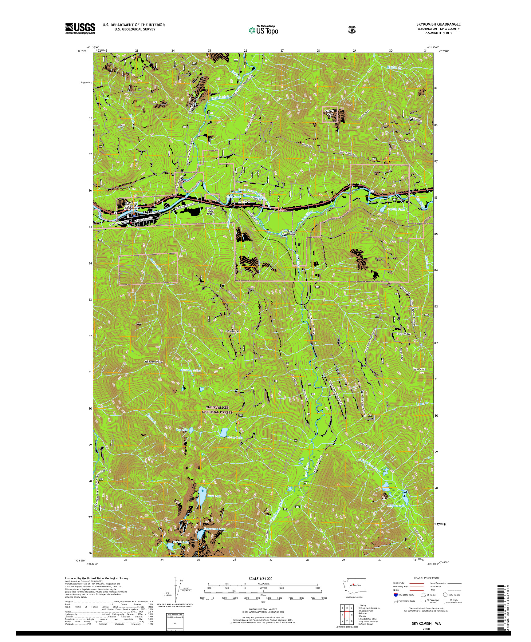 USGS US TOPO 7.5-MINUTE MAP FOR SKYKOMISH, WA 2020