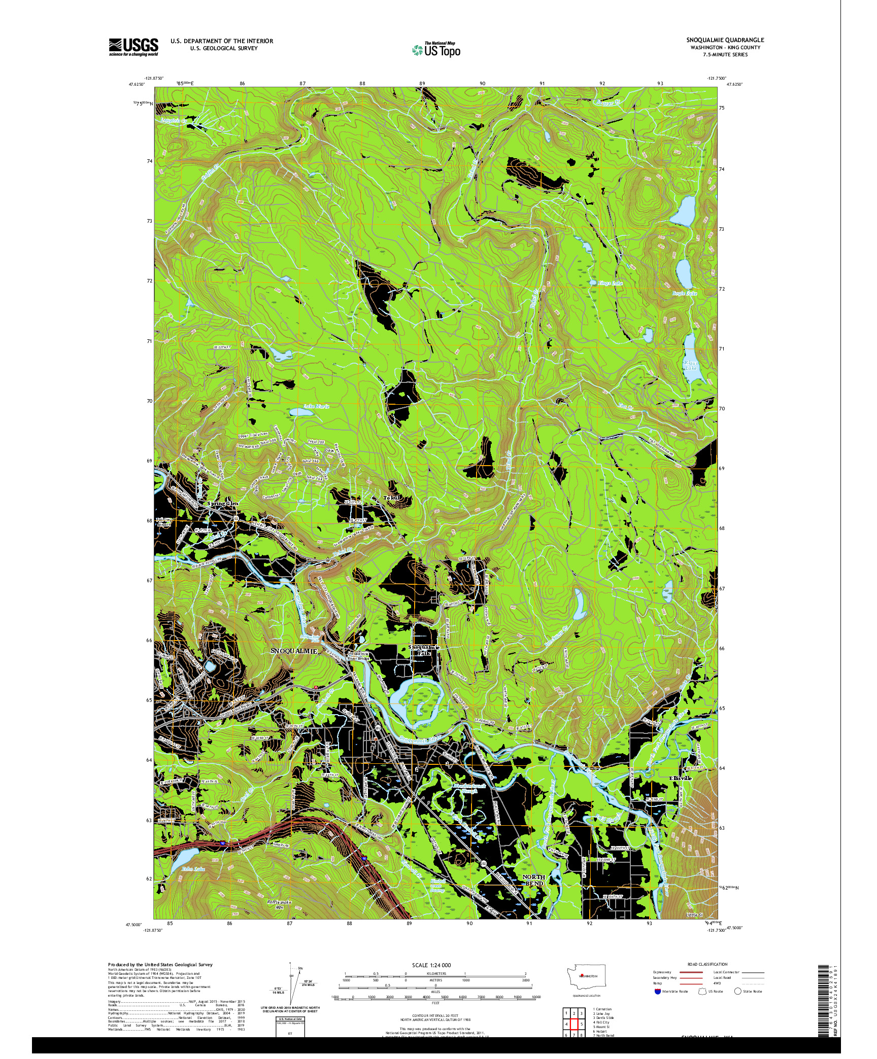 USGS US TOPO 7.5-MINUTE MAP FOR SNOQUALMIE, WA 2020