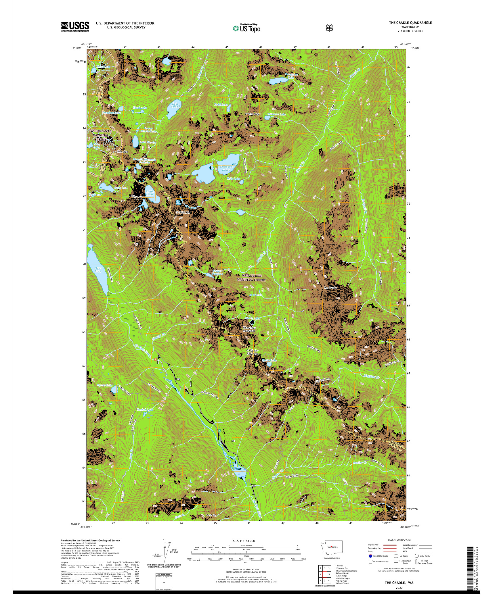 USGS US TOPO 7.5-MINUTE MAP FOR THE CRADLE, WA 2020