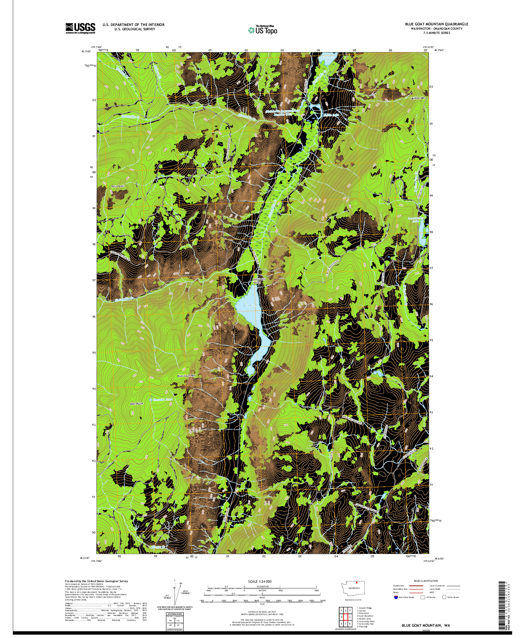 USGS US TOPO 7.5-MINUTE MAP FOR BLUE GOAT MOUNTAIN, WA 2020