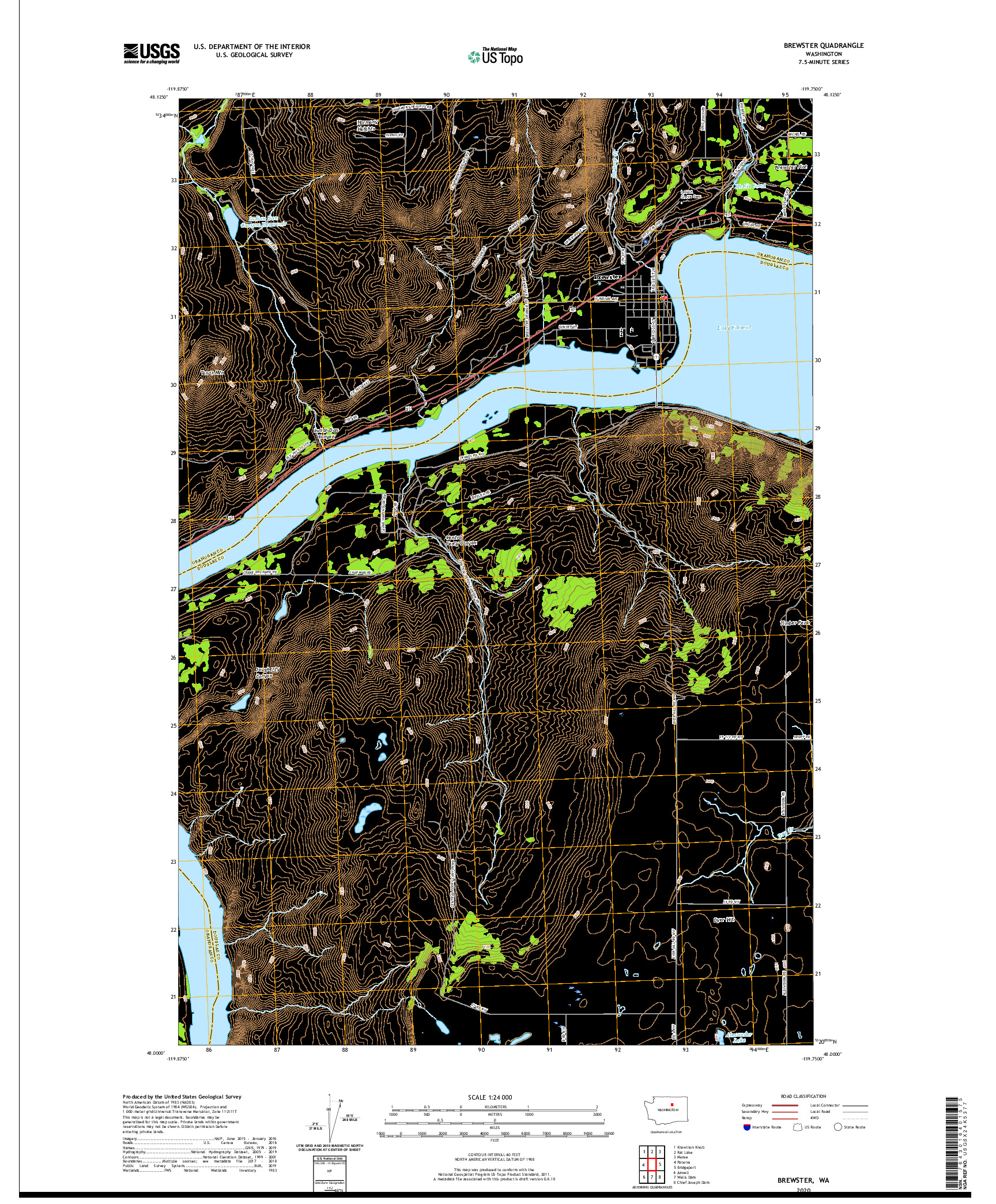 USGS US TOPO 7.5-MINUTE MAP FOR BREWSTER, WA 2020