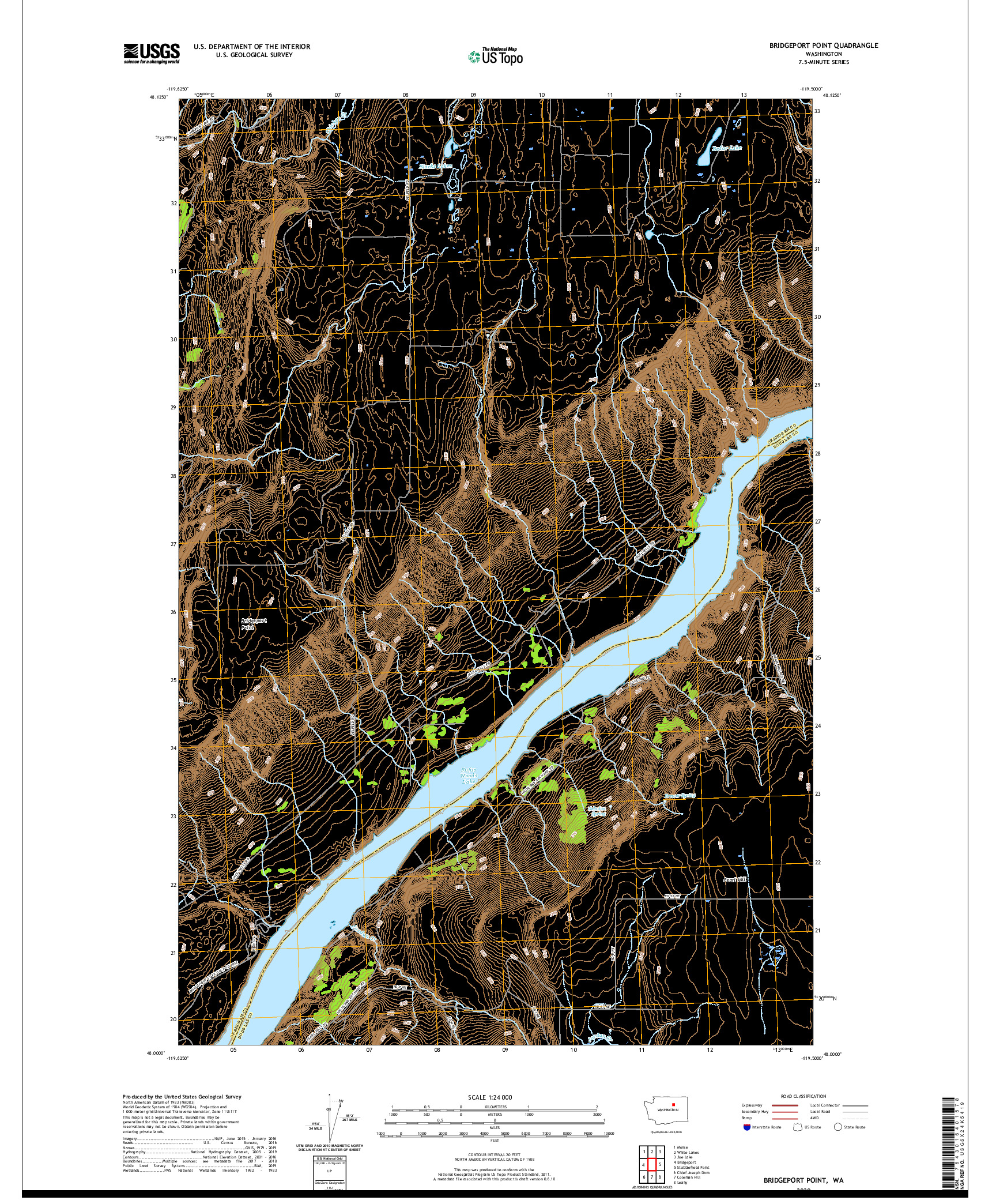 USGS US TOPO 7.5-MINUTE MAP FOR BRIDGEPORT POINT, WA 2020