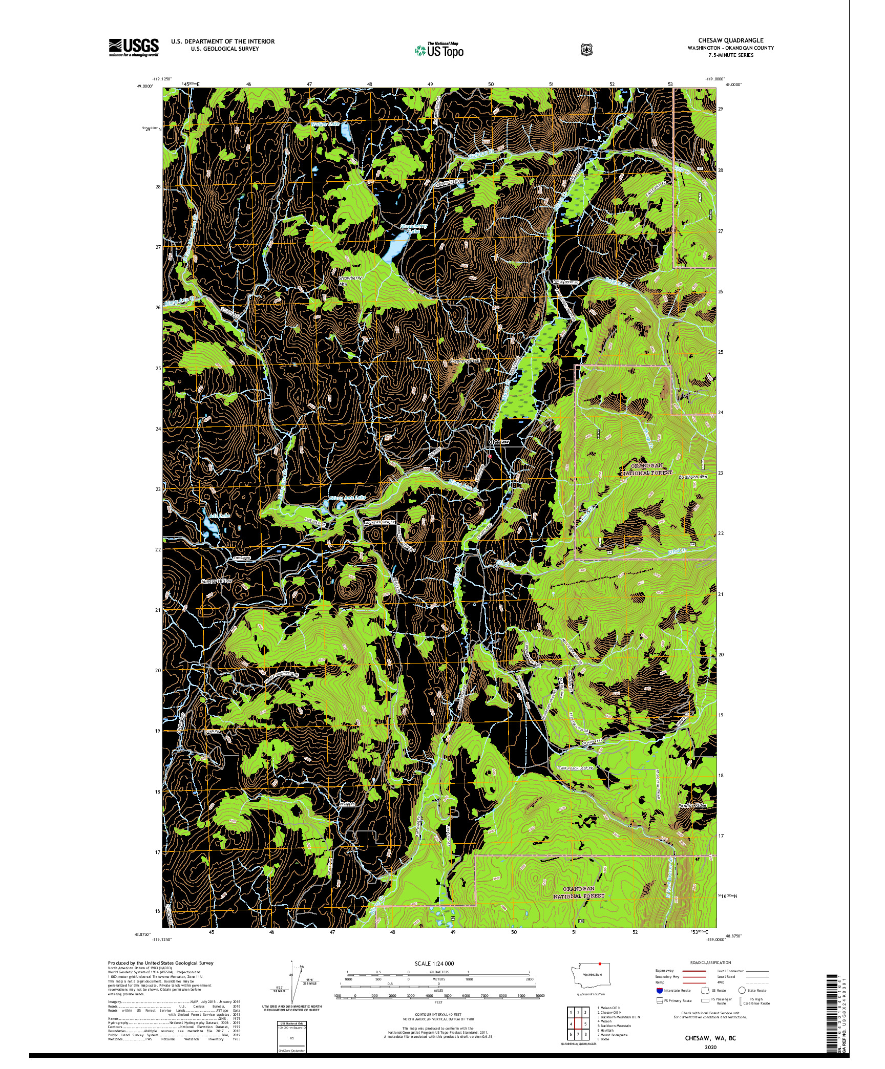 USGS US TOPO 7.5-MINUTE MAP FOR CHESAW, WA,BC 2020