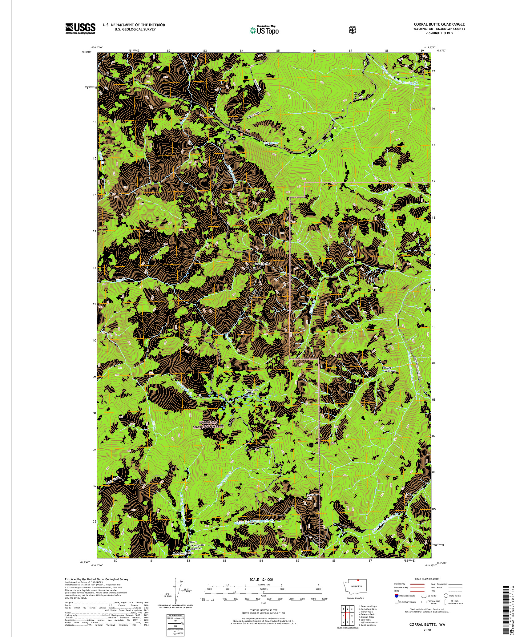 USGS US TOPO 7.5-MINUTE MAP FOR CORRAL BUTTE, WA 2020