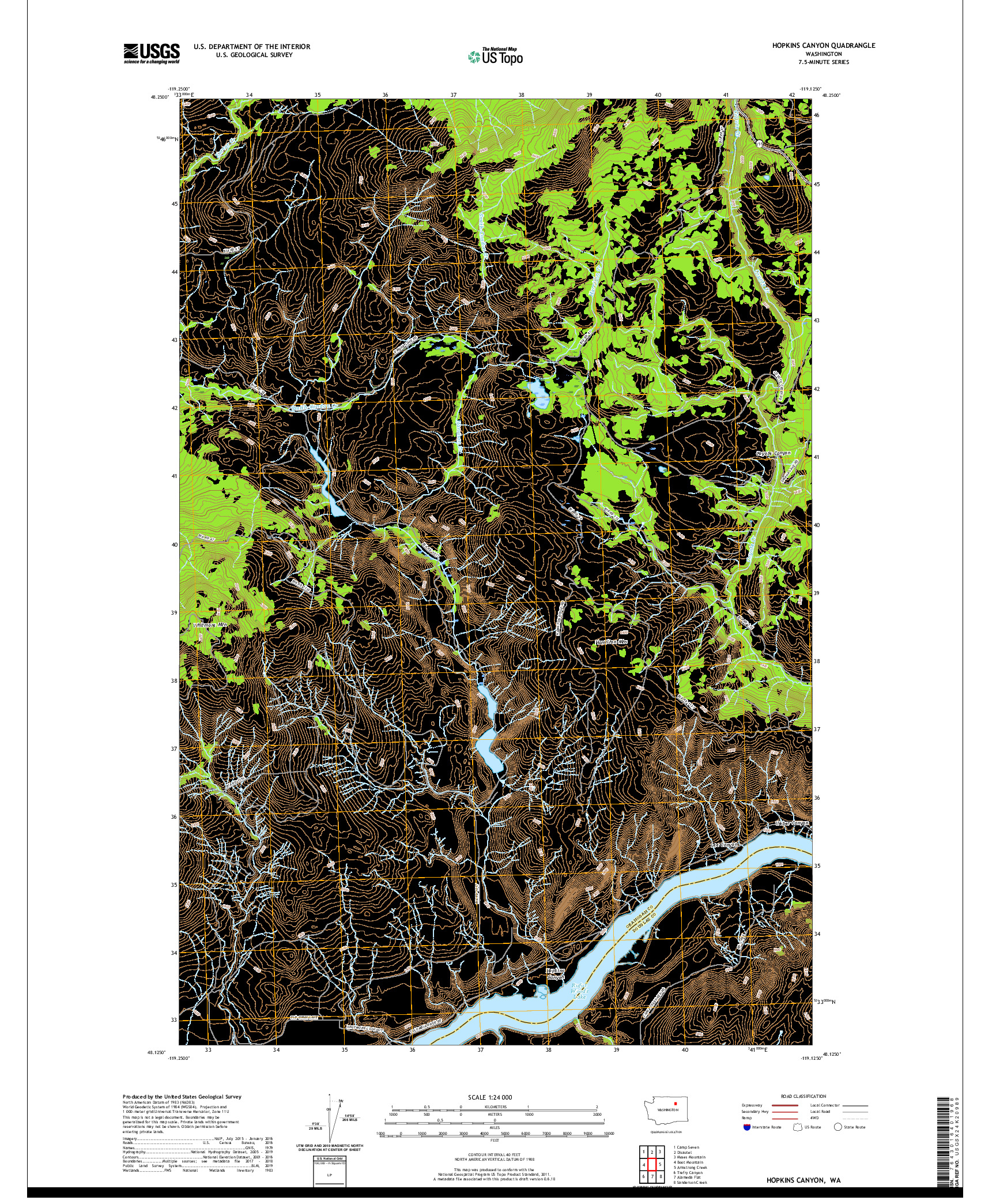 USGS US TOPO 7.5-MINUTE MAP FOR HOPKINS CANYON, WA 2020