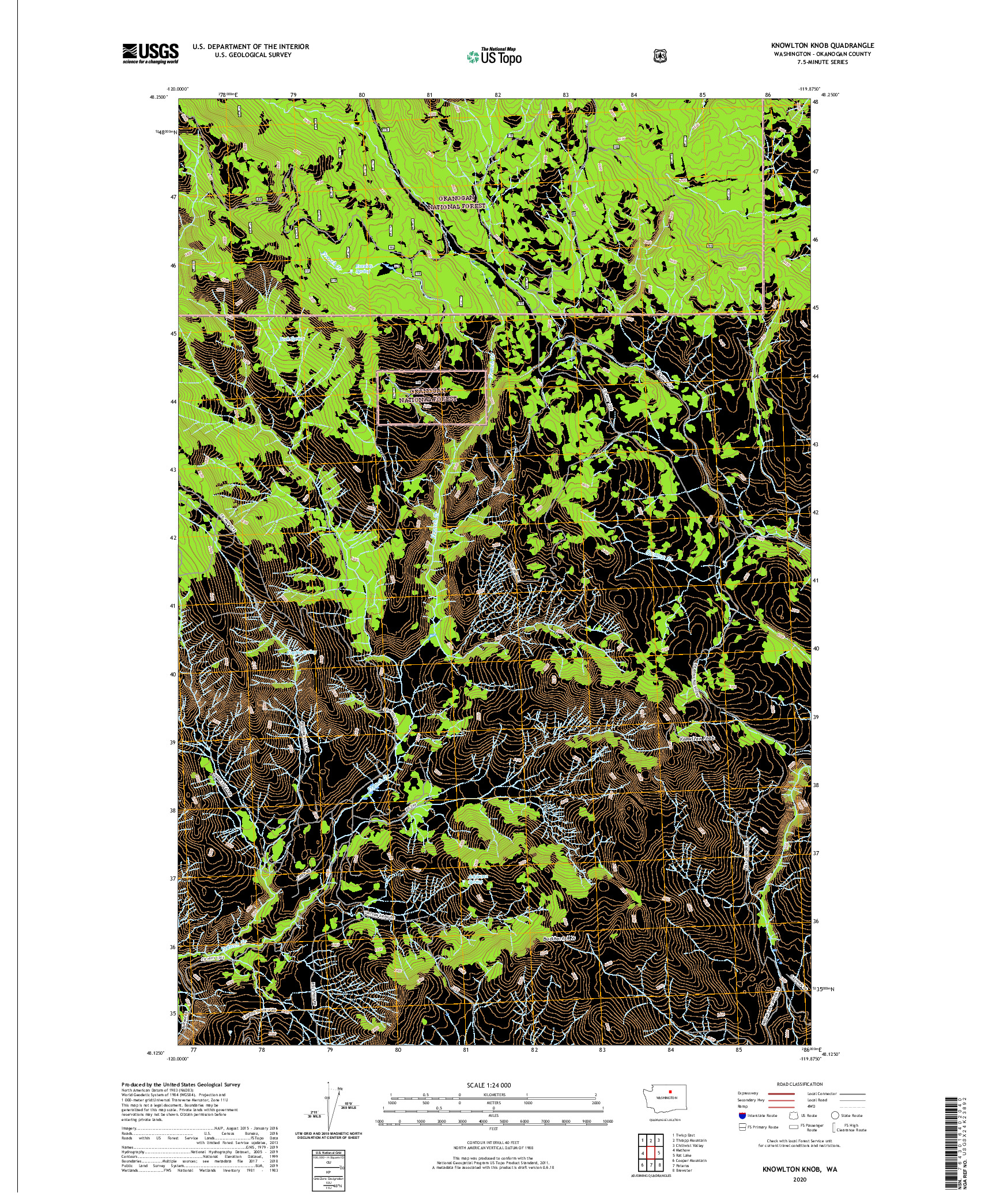 USGS US TOPO 7.5-MINUTE MAP FOR KNOWLTON KNOB, WA 2020