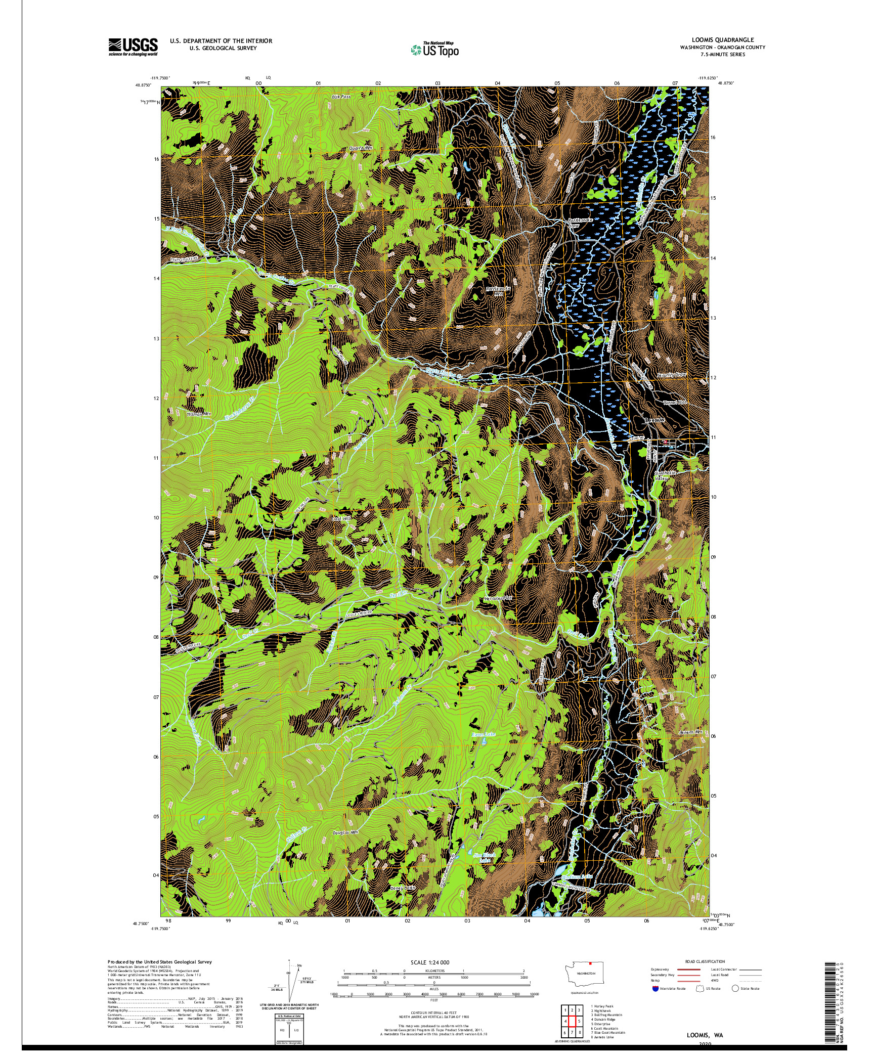 USGS US TOPO 7.5-MINUTE MAP FOR LOOMIS, WA 2020