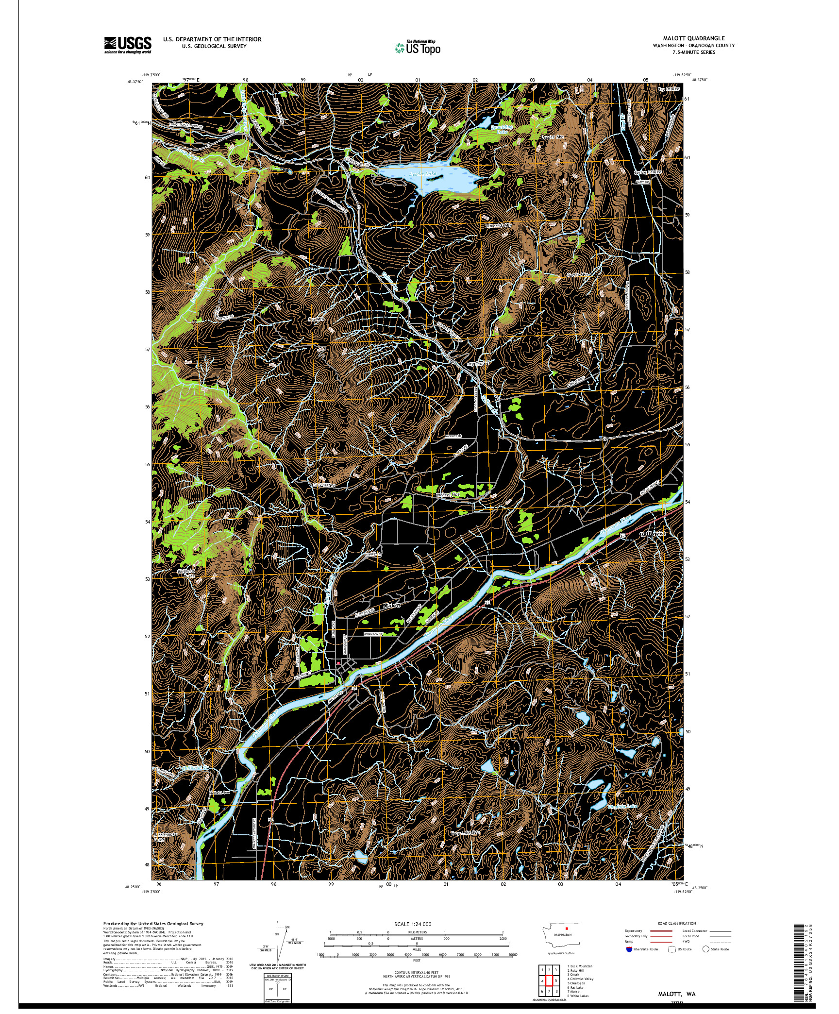 USGS US TOPO 7.5-MINUTE MAP FOR MALOTT, WA 2020