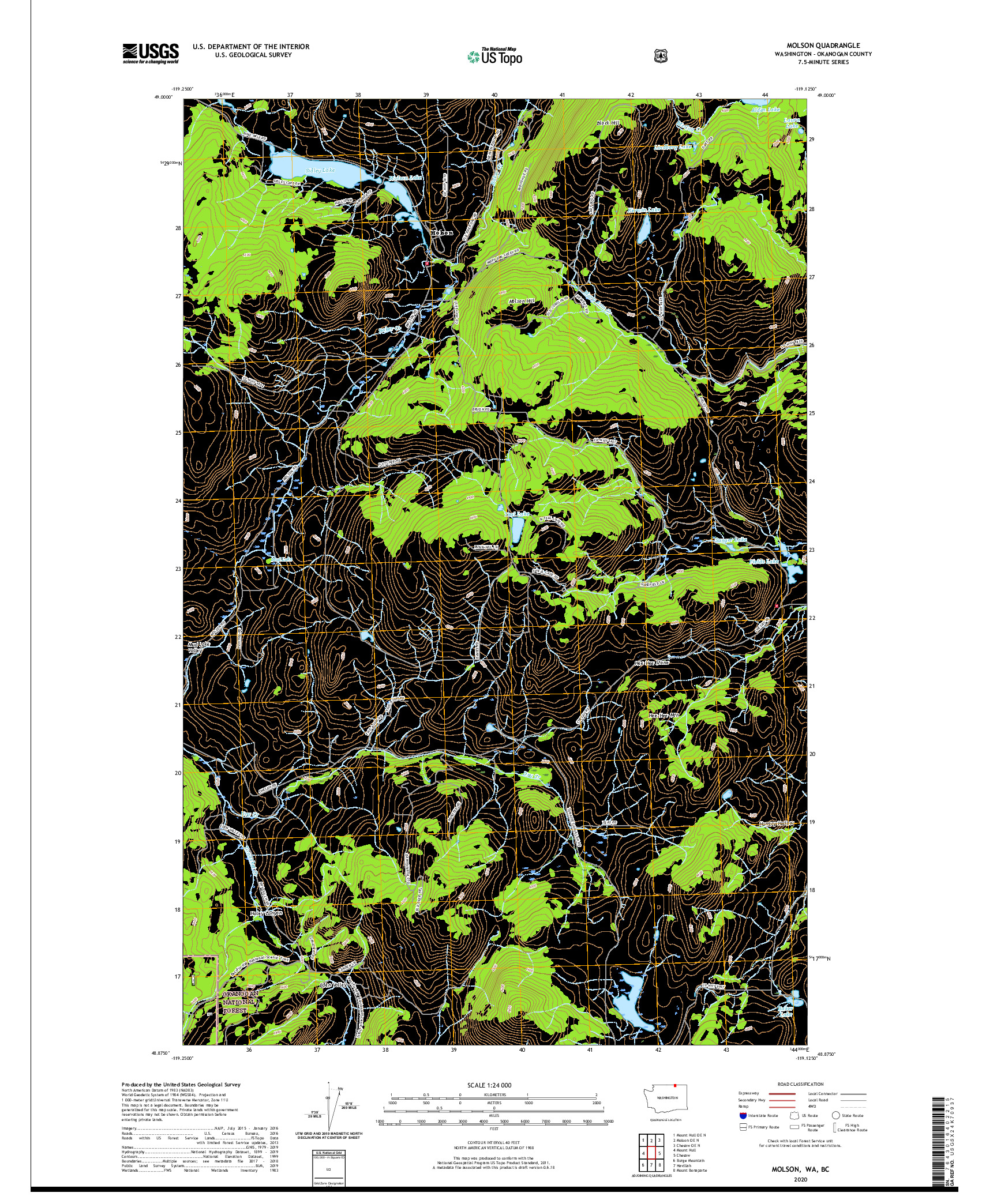 USGS US TOPO 7.5-MINUTE MAP FOR MOLSON, WA,BC 2020