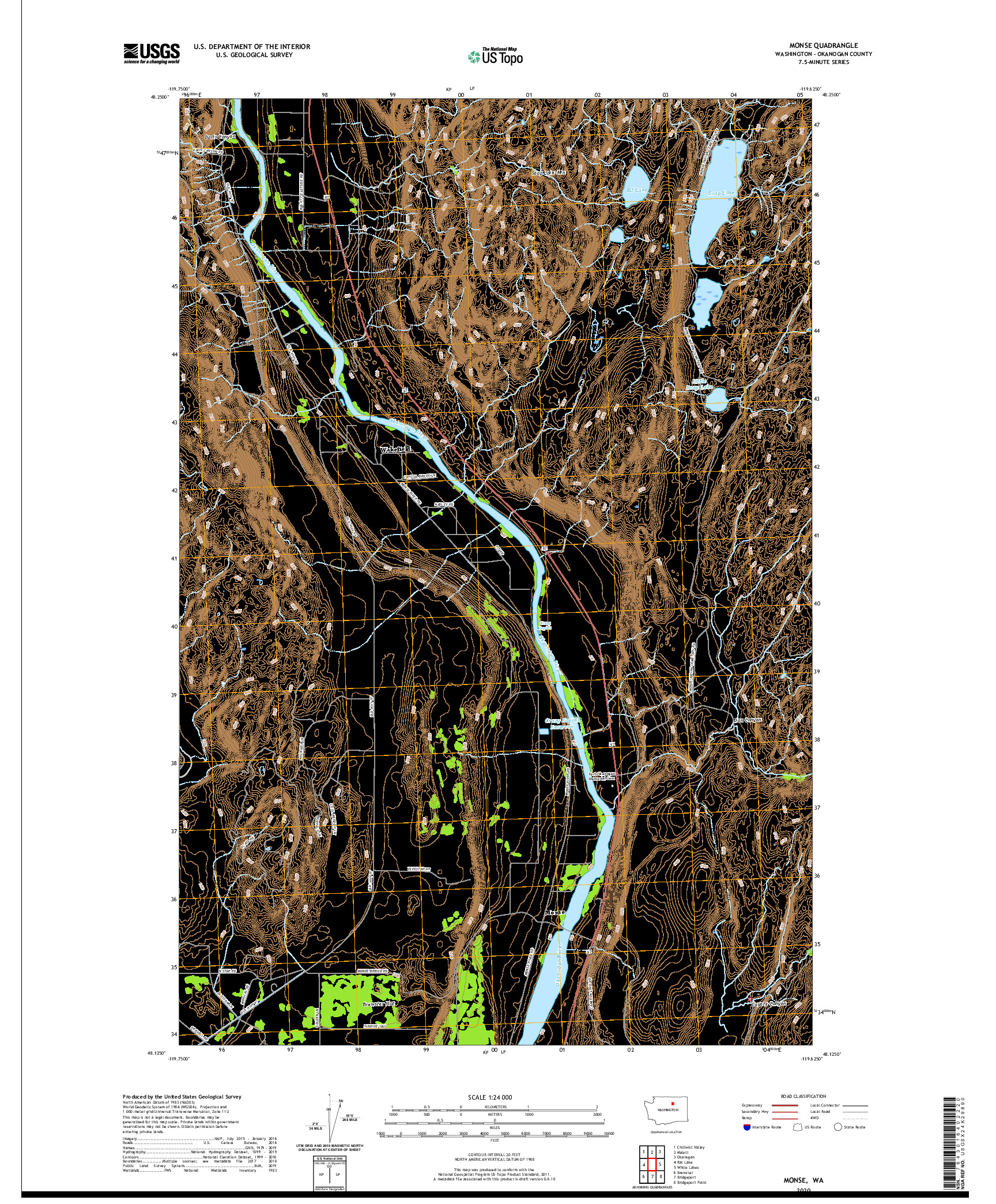 USGS US TOPO 7.5-MINUTE MAP FOR MONSE, WA 2020