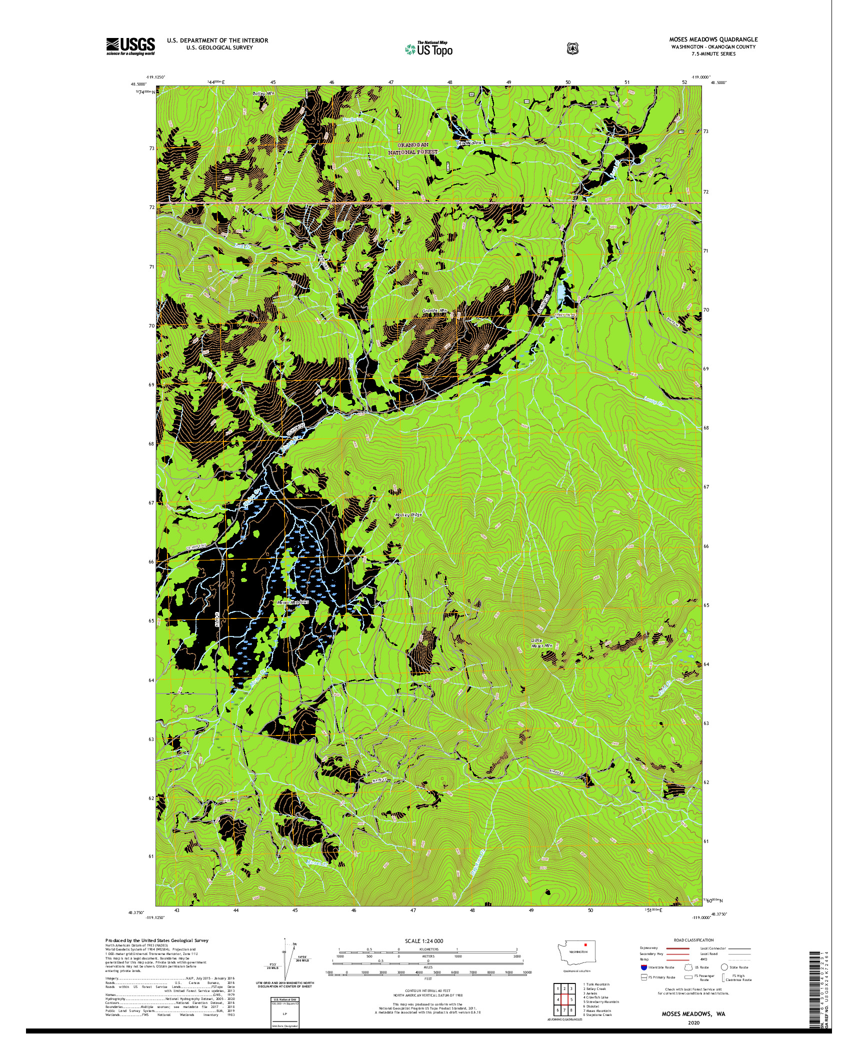 USGS US TOPO 7.5-MINUTE MAP FOR MOSES MEADOWS, WA 2020