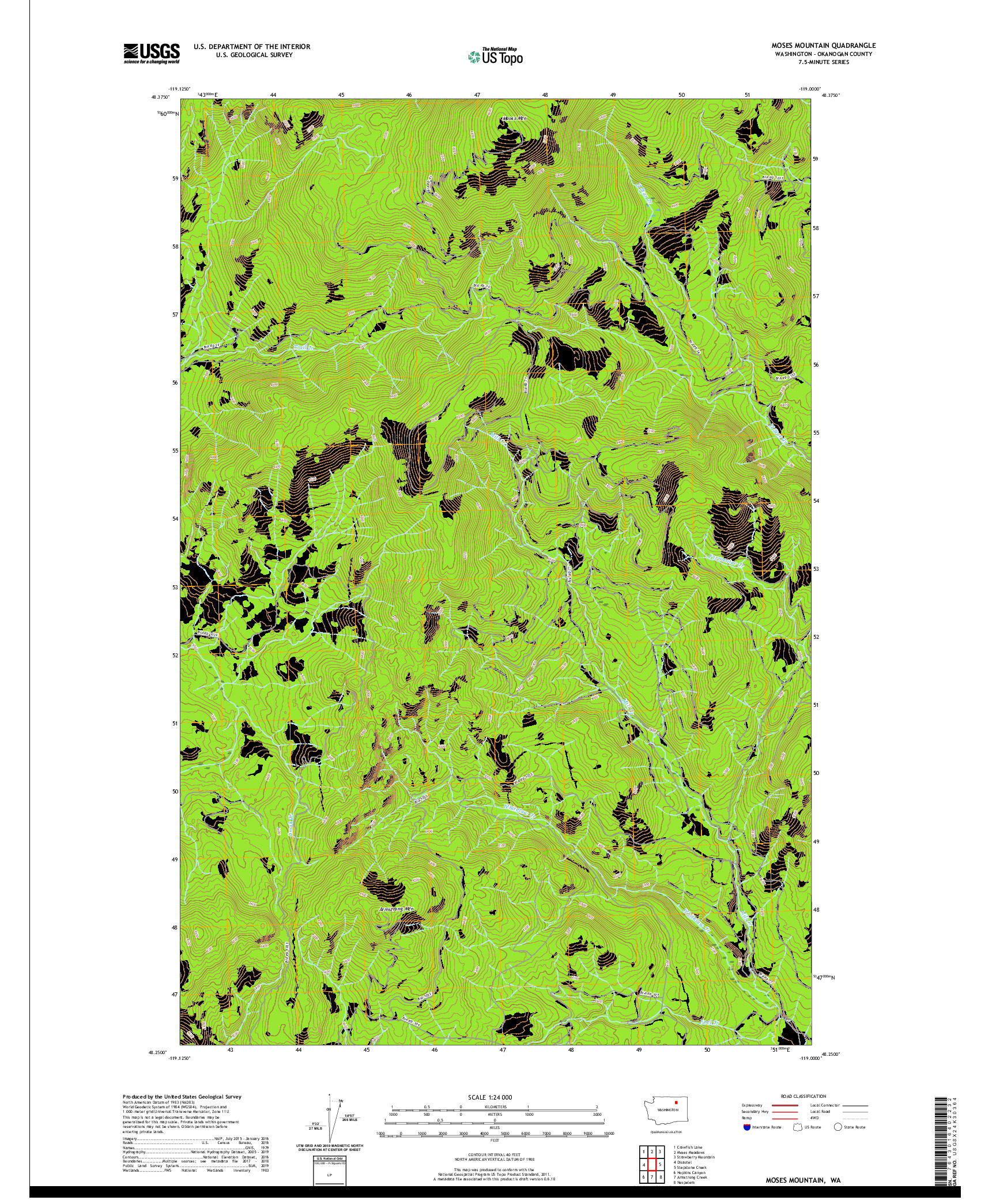 USGS US TOPO 7.5-MINUTE MAP FOR MOSES MOUNTAIN, WA 2020