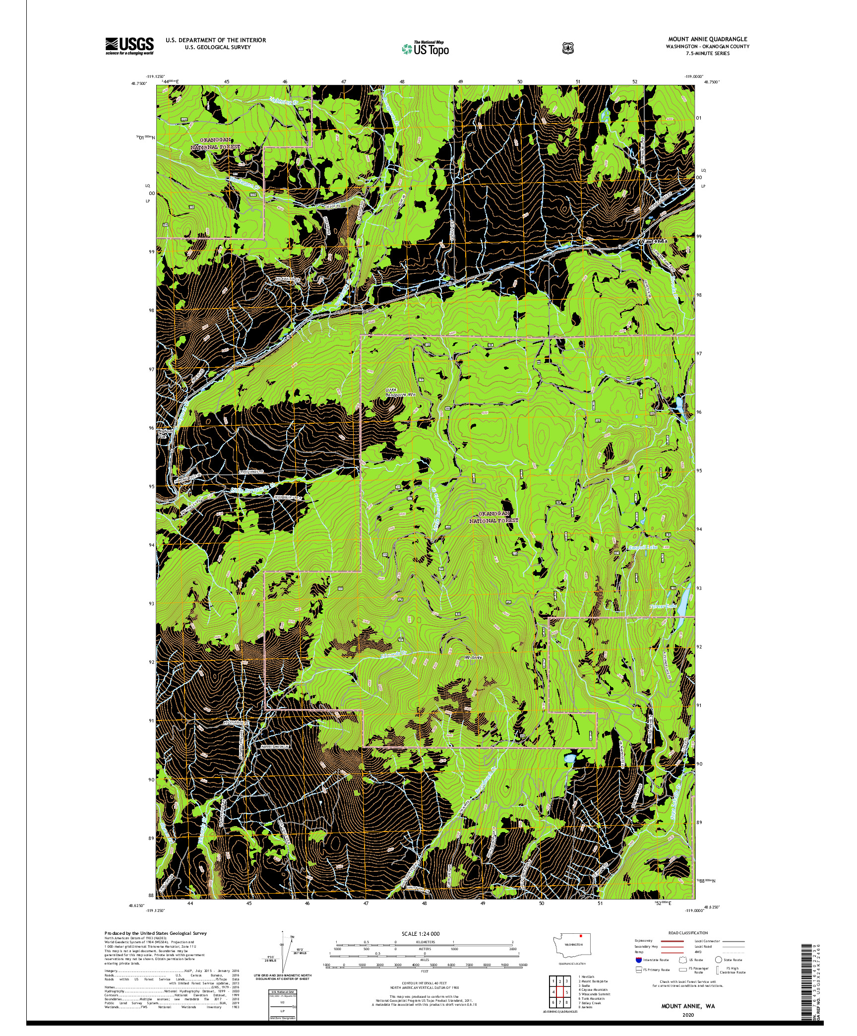 USGS US TOPO 7.5-MINUTE MAP FOR MOUNT ANNIE, WA 2020